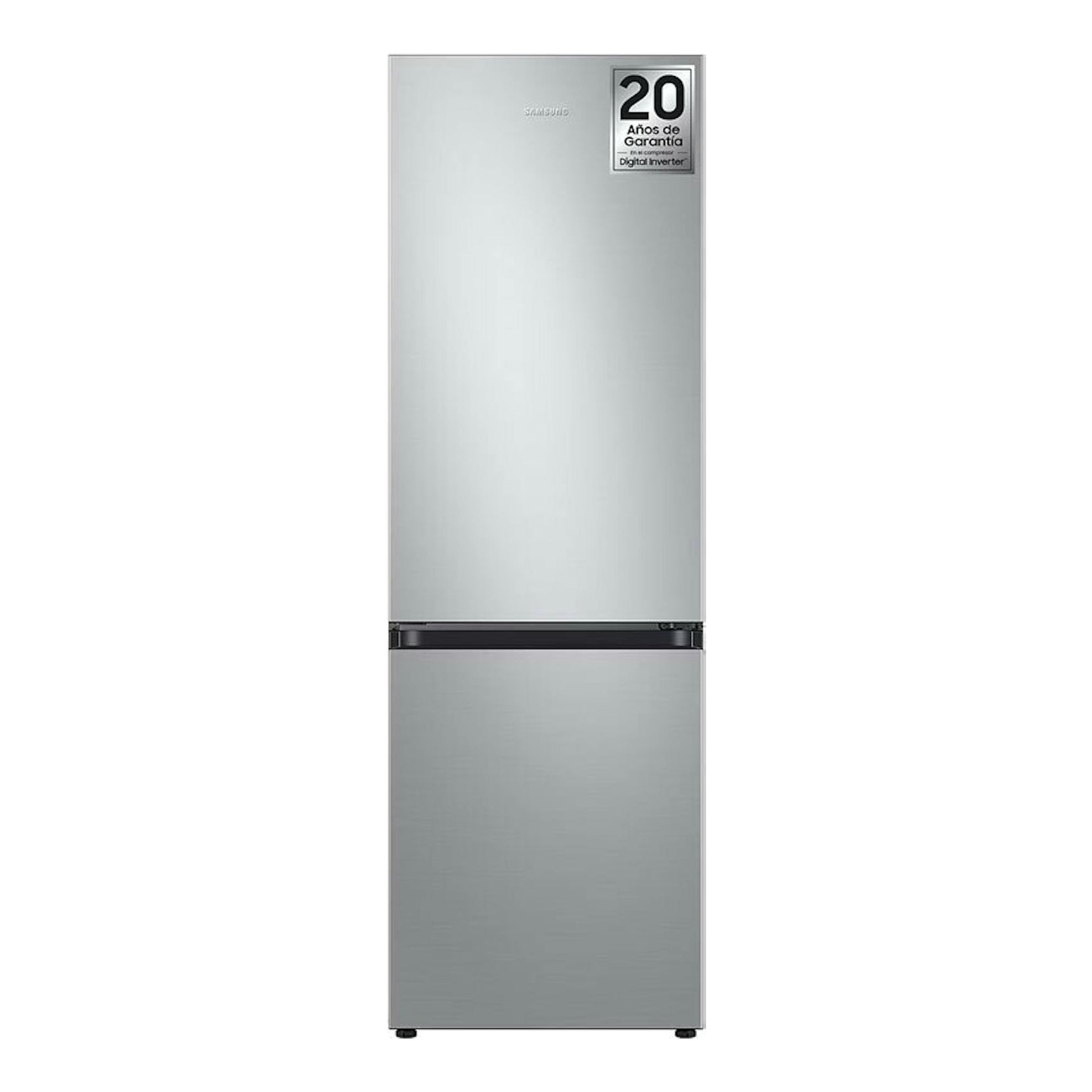 Frigorífico combi Samsung RB34C600CSA/EF inox, vista frontal, con congelador inferior.