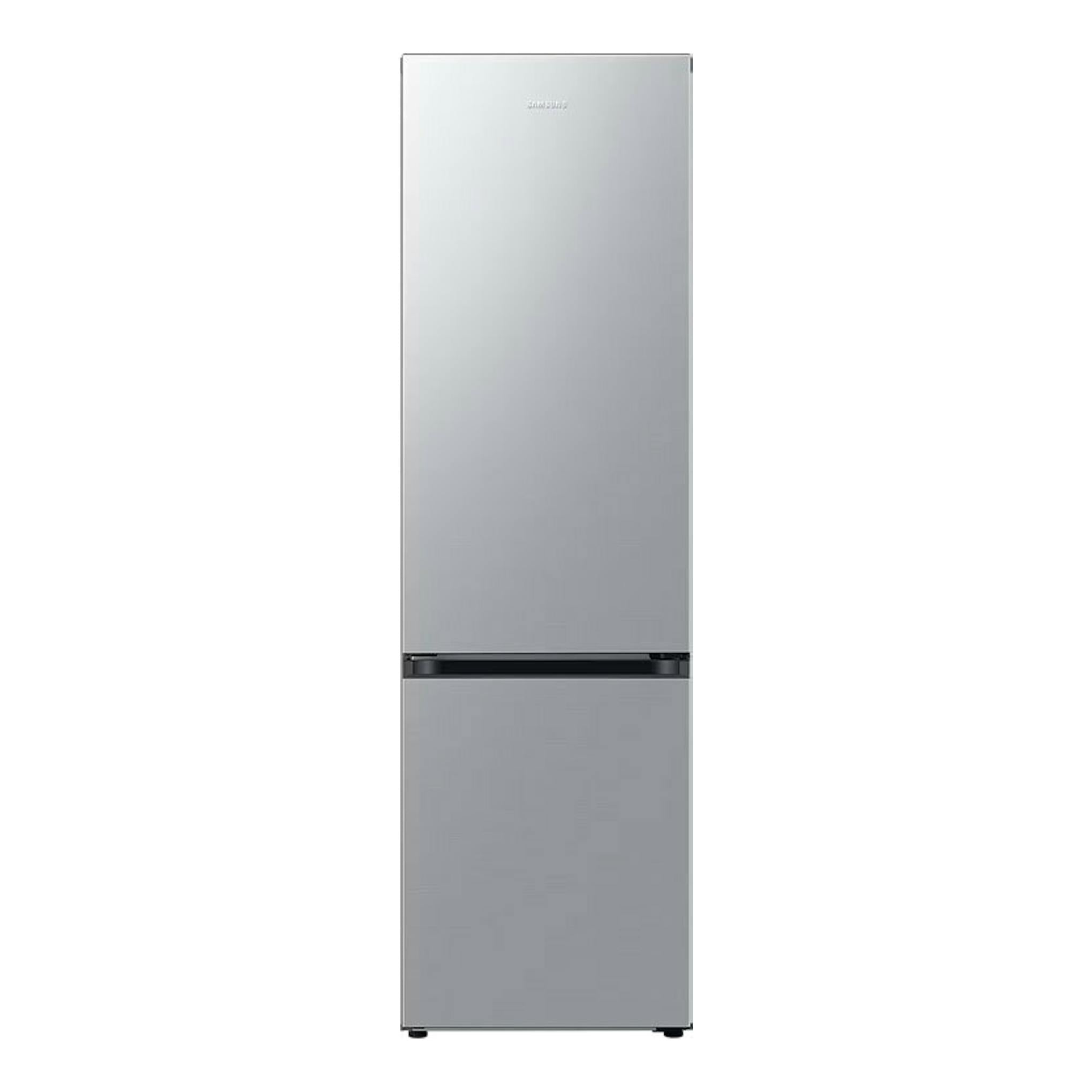Frigorífico combi Samsung RB38C600ESA/EF inox, vista frontal, dos puertas y tirador horizontal negro.