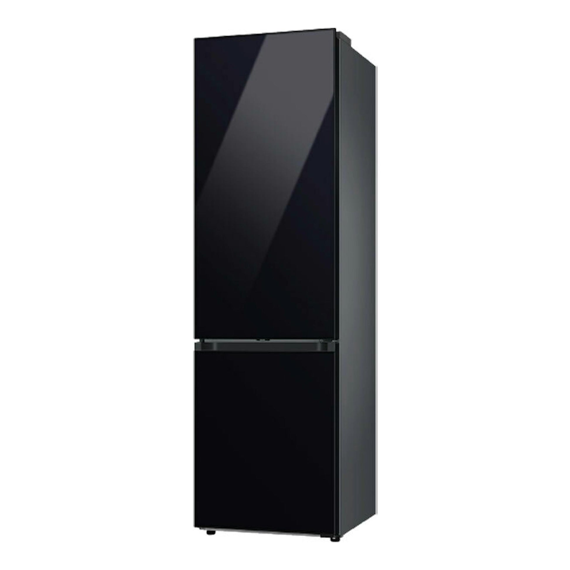 Frigorífico combi Samsung RB38C7B6A22/EF negro, vista frontal en ángulo, con dos puertas.