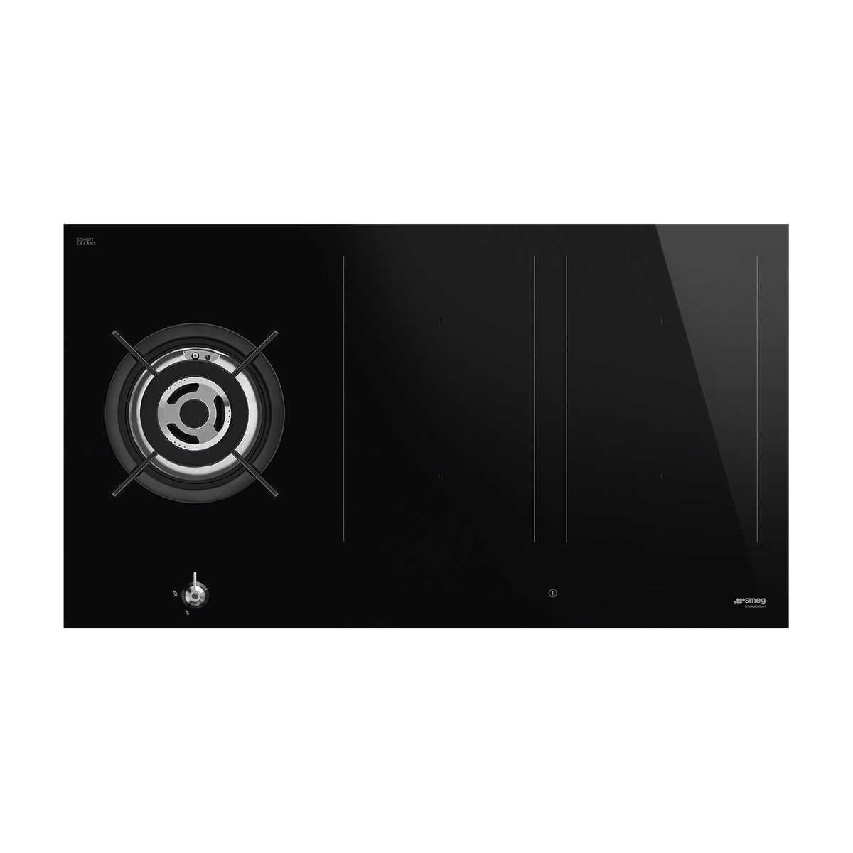 Placa mixta Smeg PM3953D de 90 cm, gas e inducción MultiZona