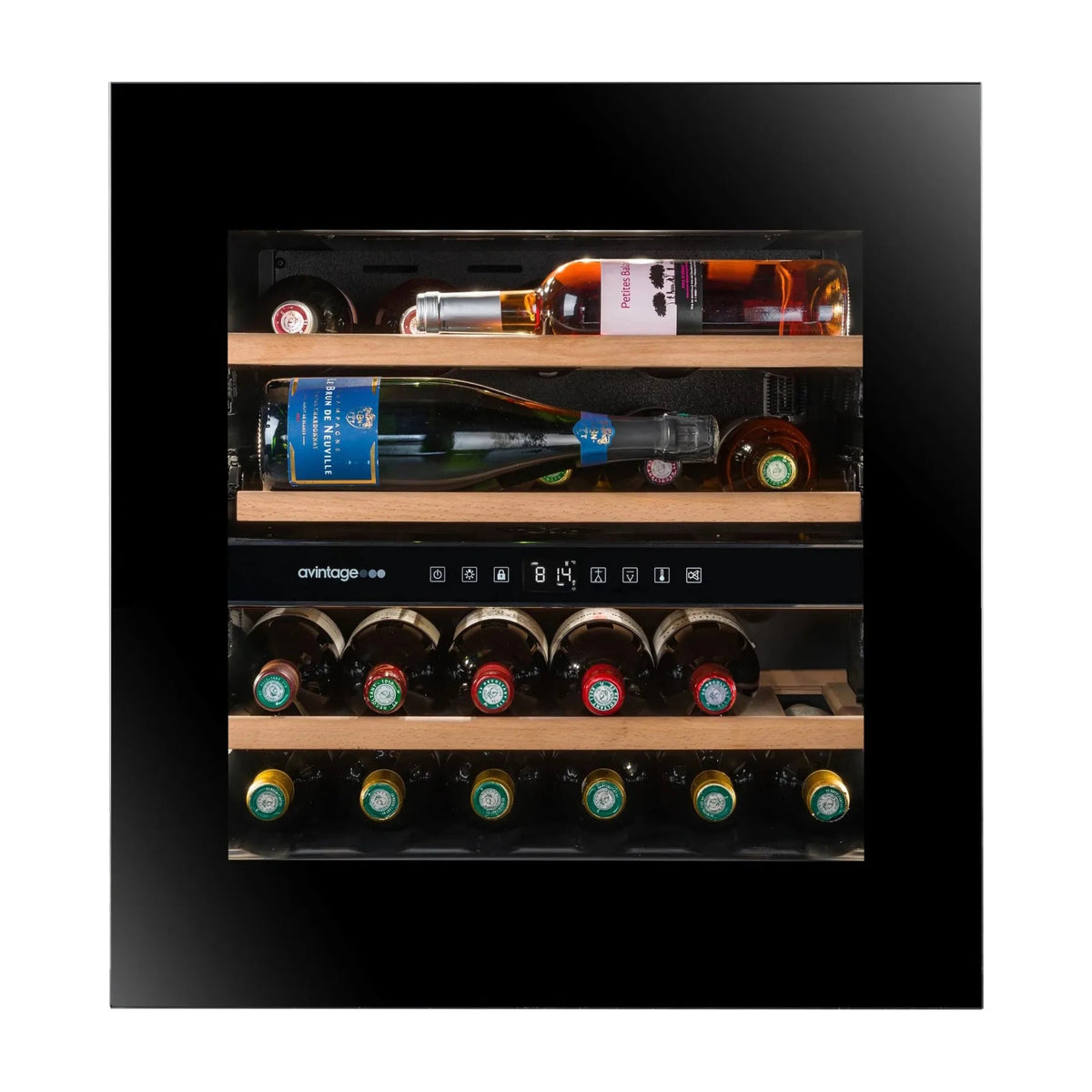 Vinoteca integrable Avintage AVI60PLATINUM, 24 botellas y 2 zonas