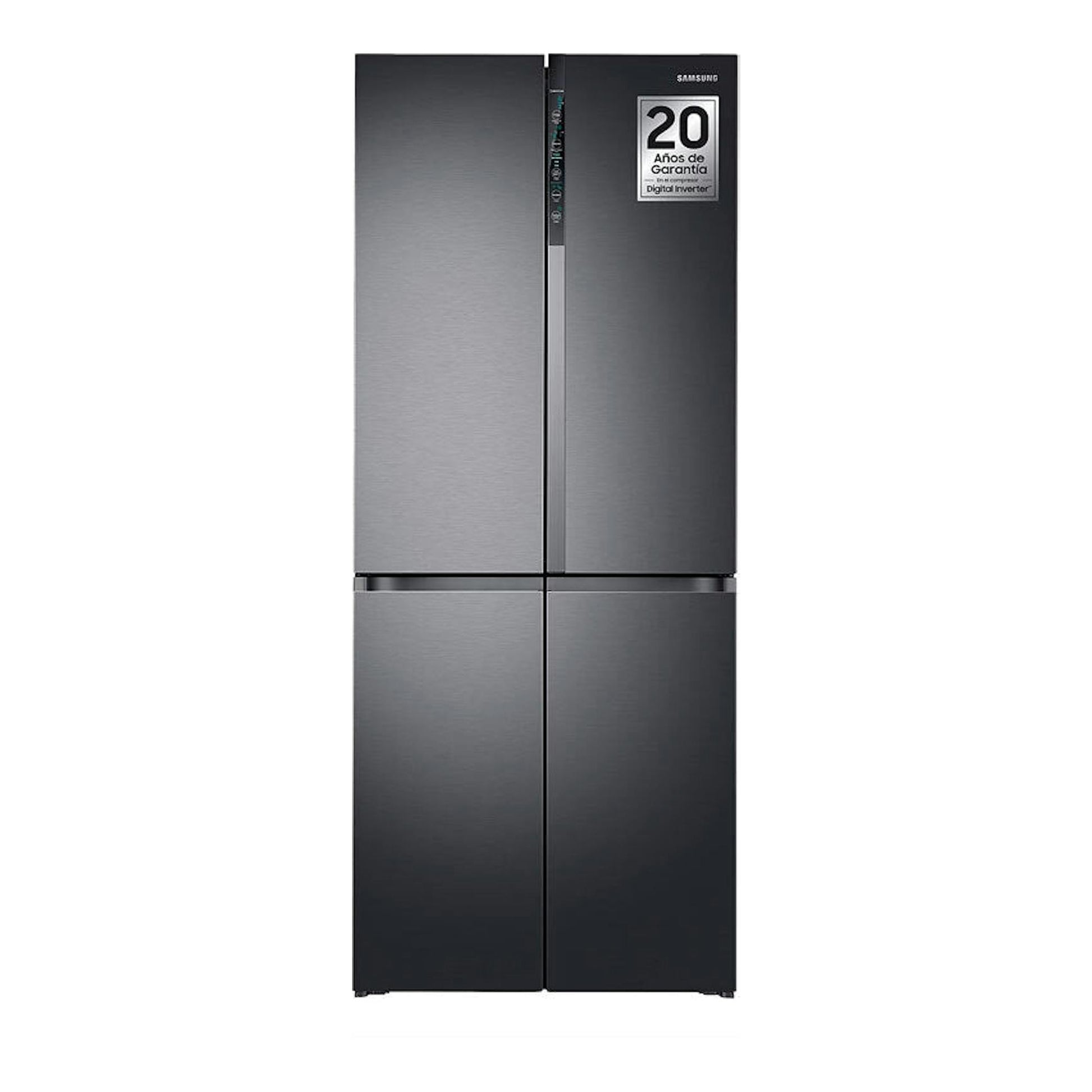 Frigorífico americano Samsung RF50N5970B1/ES grafito, vista frontal, cuatro puertas.