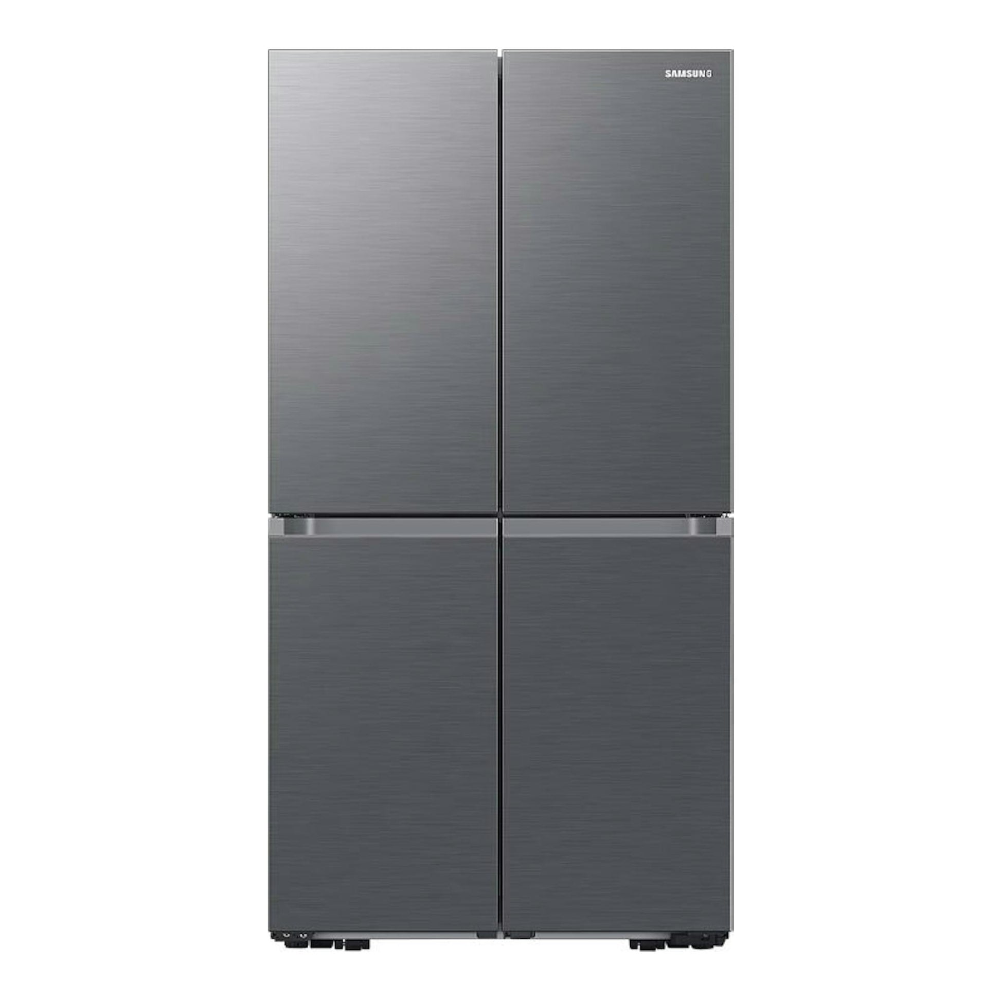 Frigorífico americano Samsung RF59C70TES9/ES inox, vista frontal, cuatro puertas.