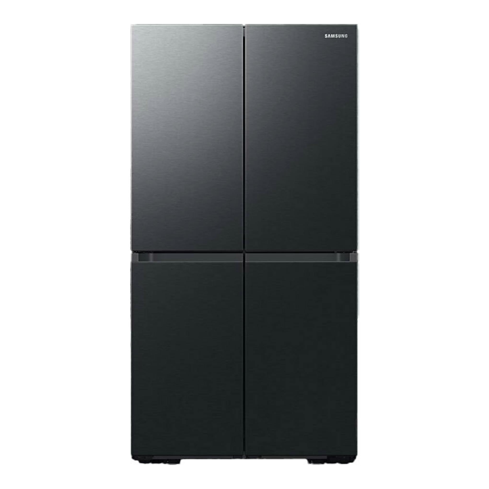 Frigorífico americano Samsung RF59C700EB1/ES negro, vista frontal de cuatro puertas.