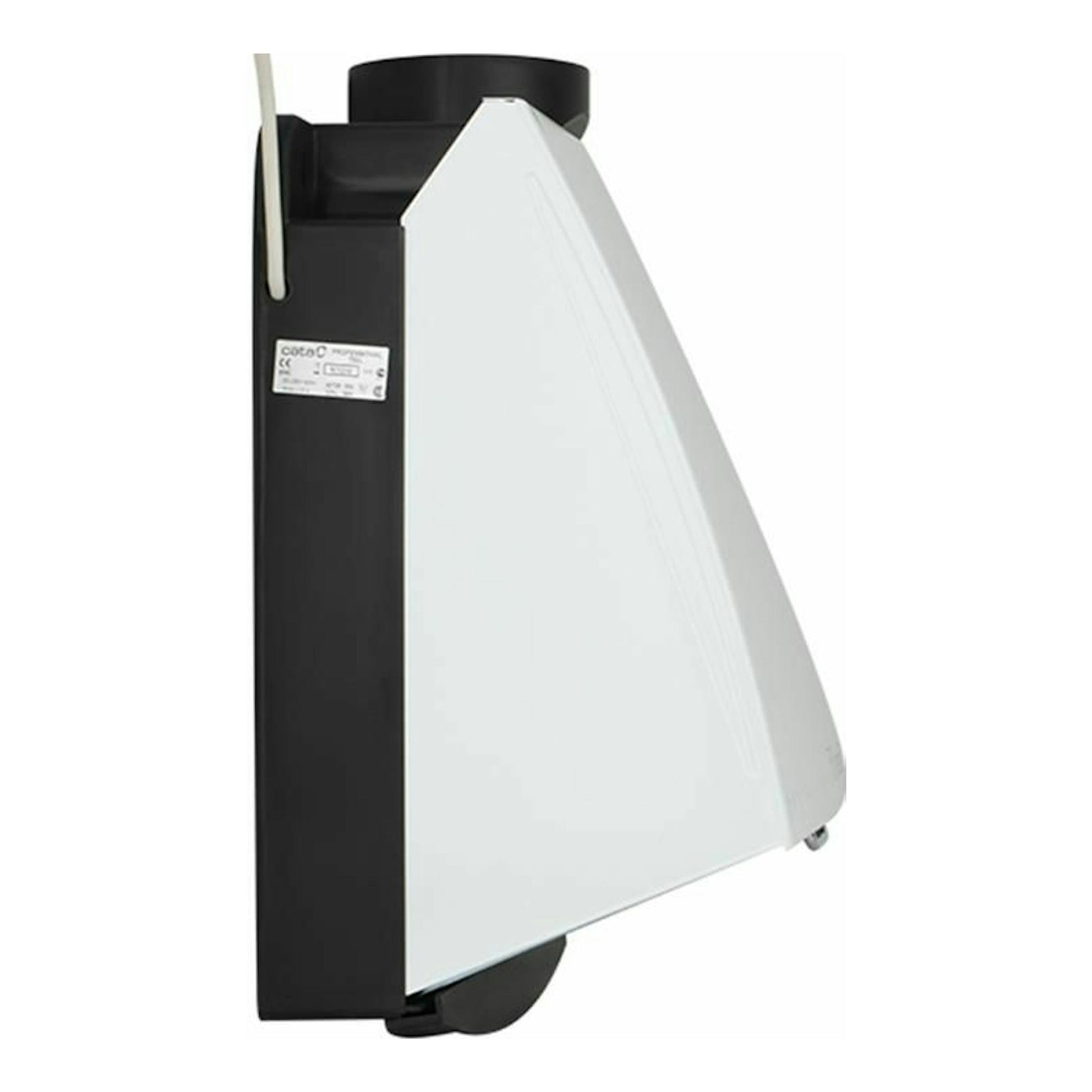 Extractor de cocina integrable Cata Professional 750 blanco, vista lateral, frontal blanco y cuerpo negro.