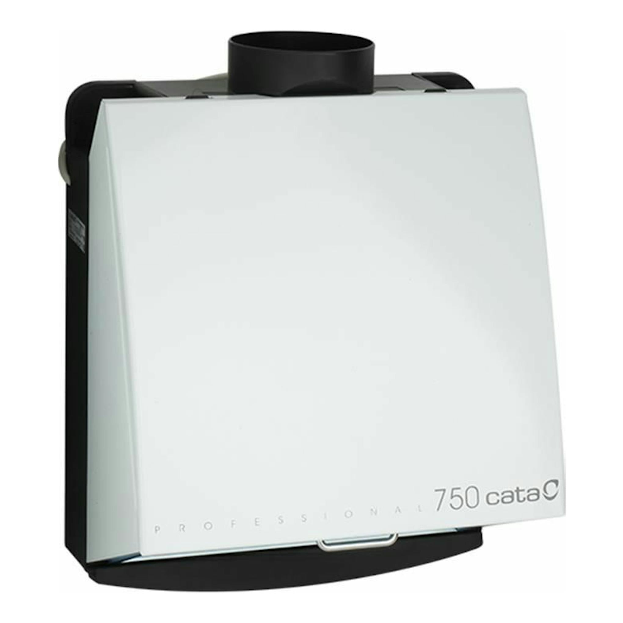 Extractor de cocina integrable Cata Professional 750 blanco, vista frontal en ángulo, con carcasa negra.