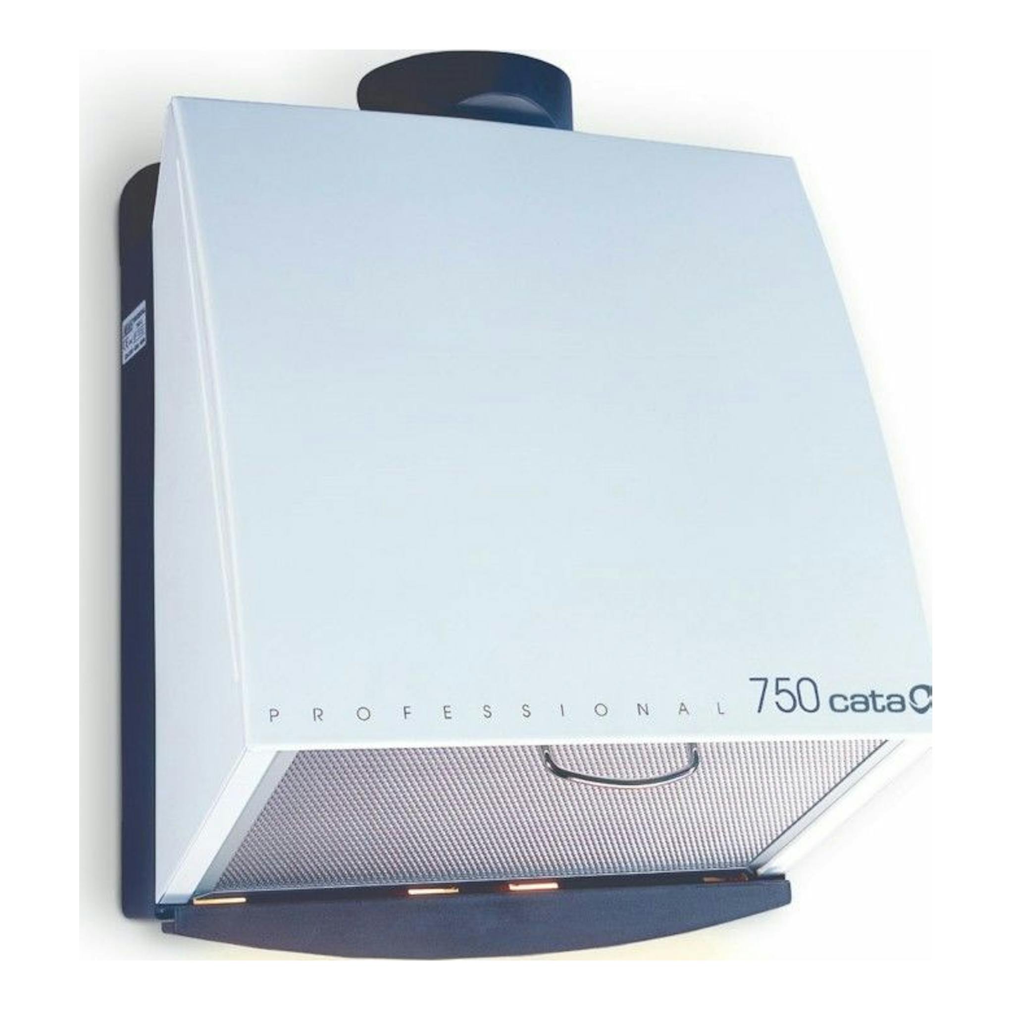 Extractor de cocina Cata Professional 750 blanco, vista frontal inclinada, con panel metálico inferior.