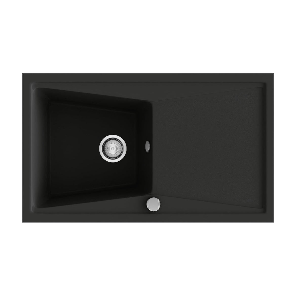 Fregadero Poalgi Kuma 303 de resina, negro brillo con escurridor
