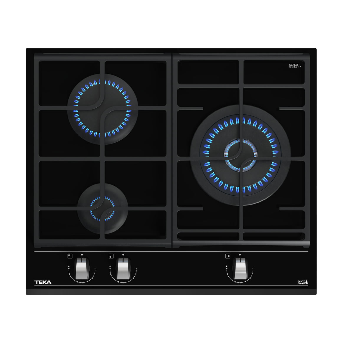 Placa de gas Teka GZC 63310 XBB, 60 cm, butano y ExactFlame