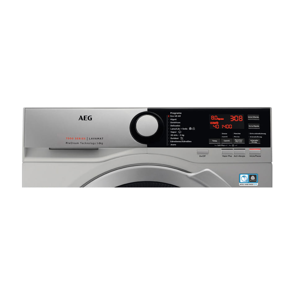 Lavadora AEG L7FEE842S de carga frontal, 8 kg y 1400 rpm