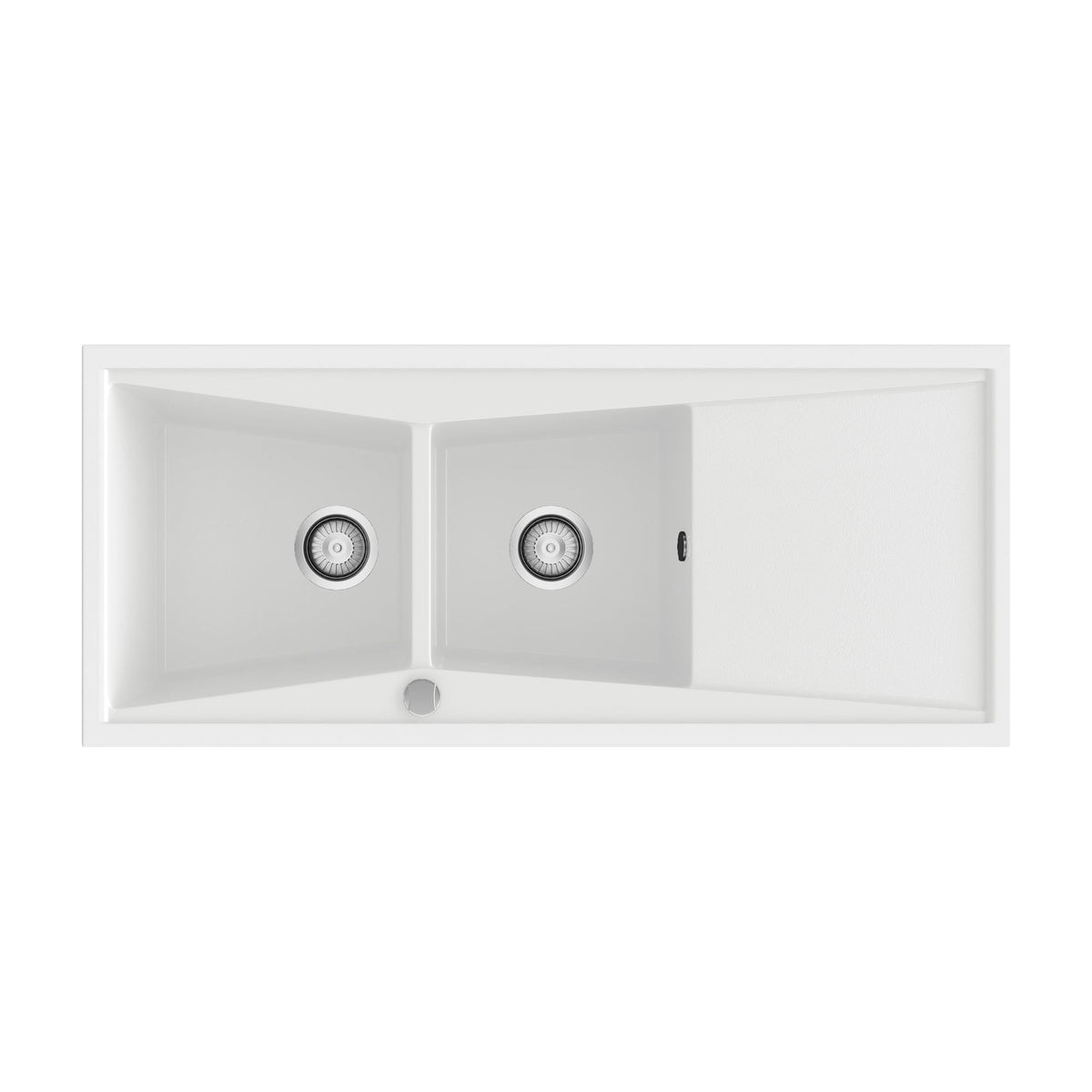 Fregadero Poalgi Kuma 306 blanco brillo, dos cubetas y escurridor reversible