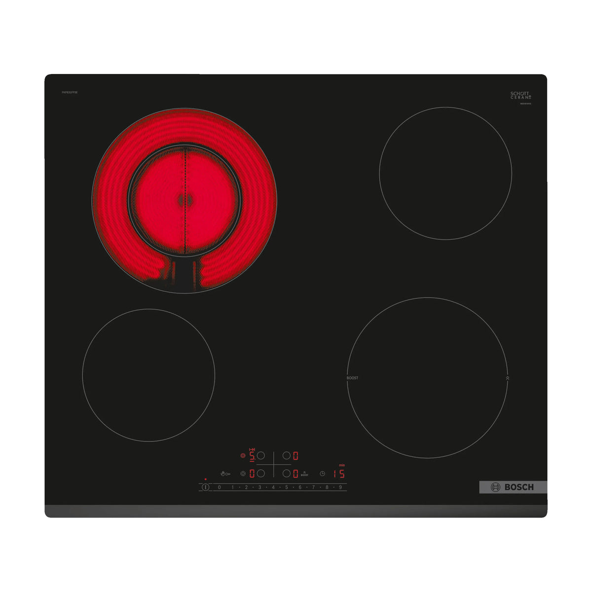 Placa vitrocerámica Bosch PKF631FP3E de 60 cm con 4 zonas