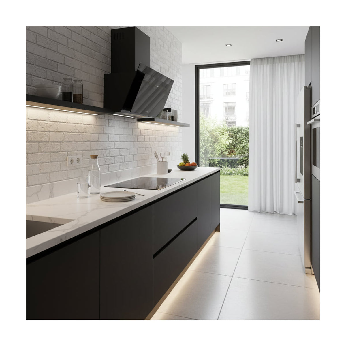 Campana decorativa CATA Thalassa Evo 800 GBK /A, 80 cm, cristal negro