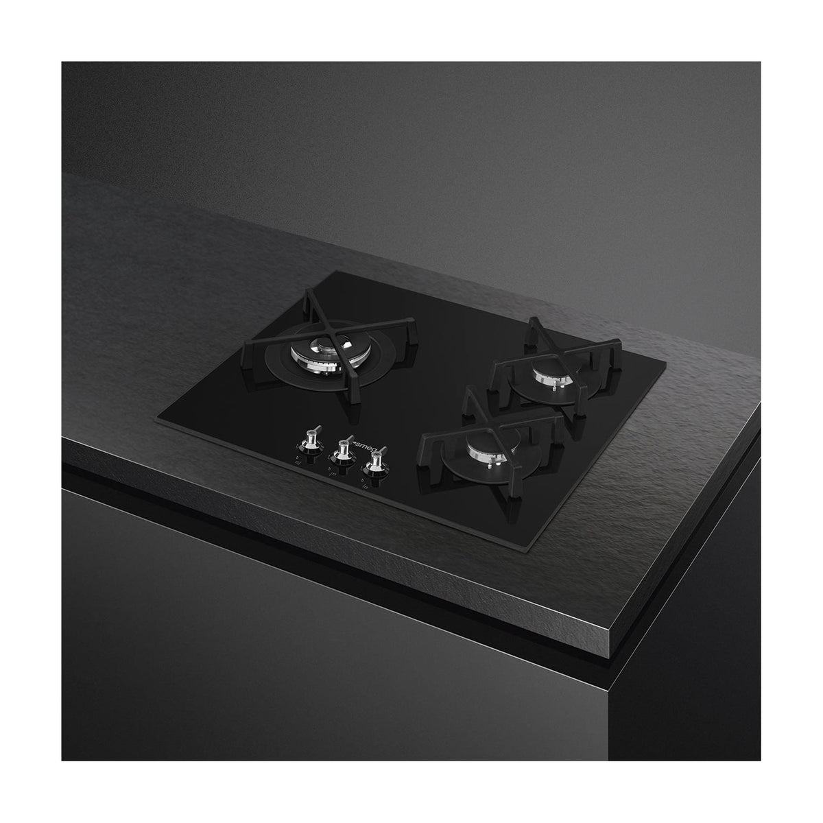 Placa de gas Smeg PV363LN de 60 cm con 3 quemadores y cristal negro