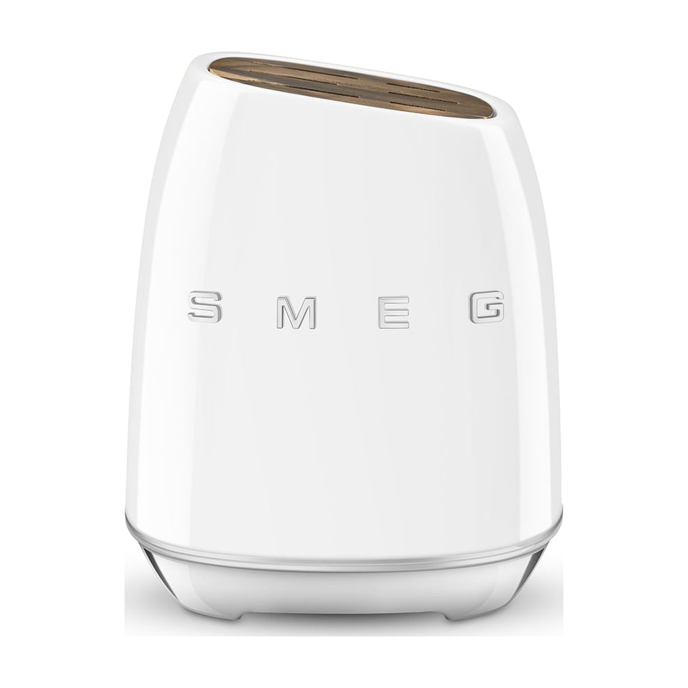 Set de cuchillos Smeg KBSF02WH con bloque blanco y 6 cuchillos de acero inoxidable