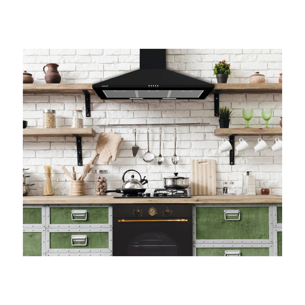 Campana decorativa CATA Omega 900 BK negra, 90 cm y 645 m³/h