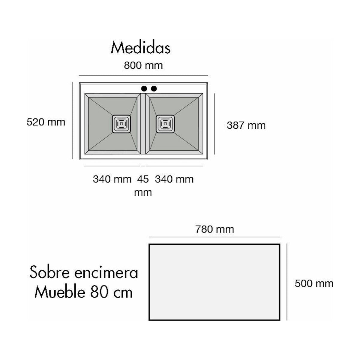 Fregadero Poalgi Kobus 826 de dos cubetas, granito beige