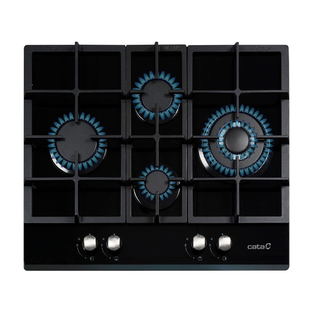 Placa de gas CATA LCIB 6031 BK de cristal negro, 4 fuegos y 64 cm