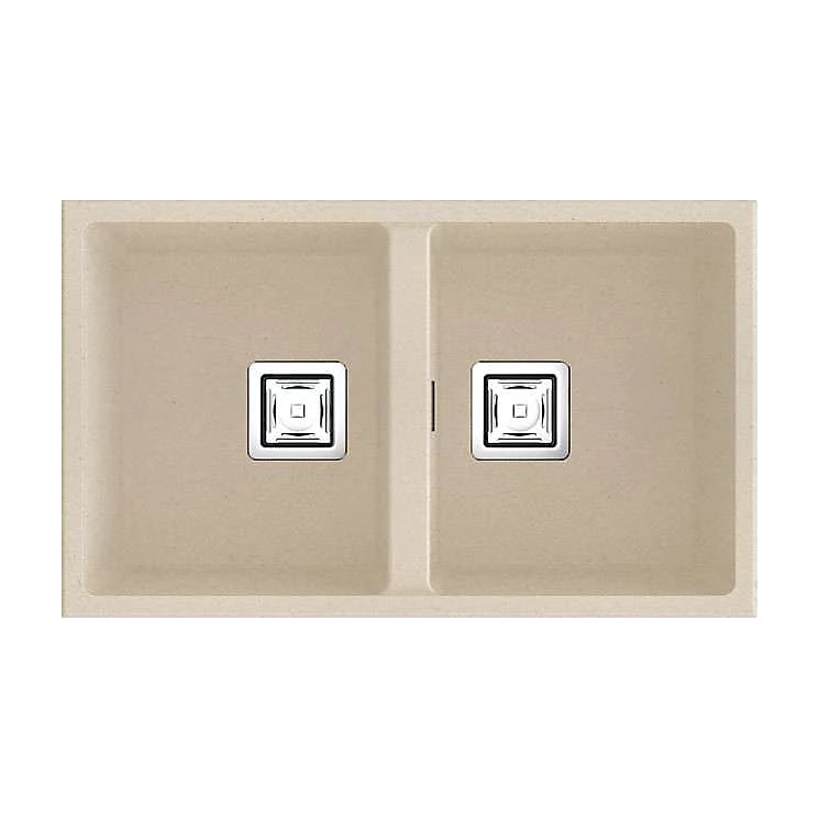 Fregadero Poalgi Zie 70 2C de granito Hekla, dos cubetas, Pumice Beige