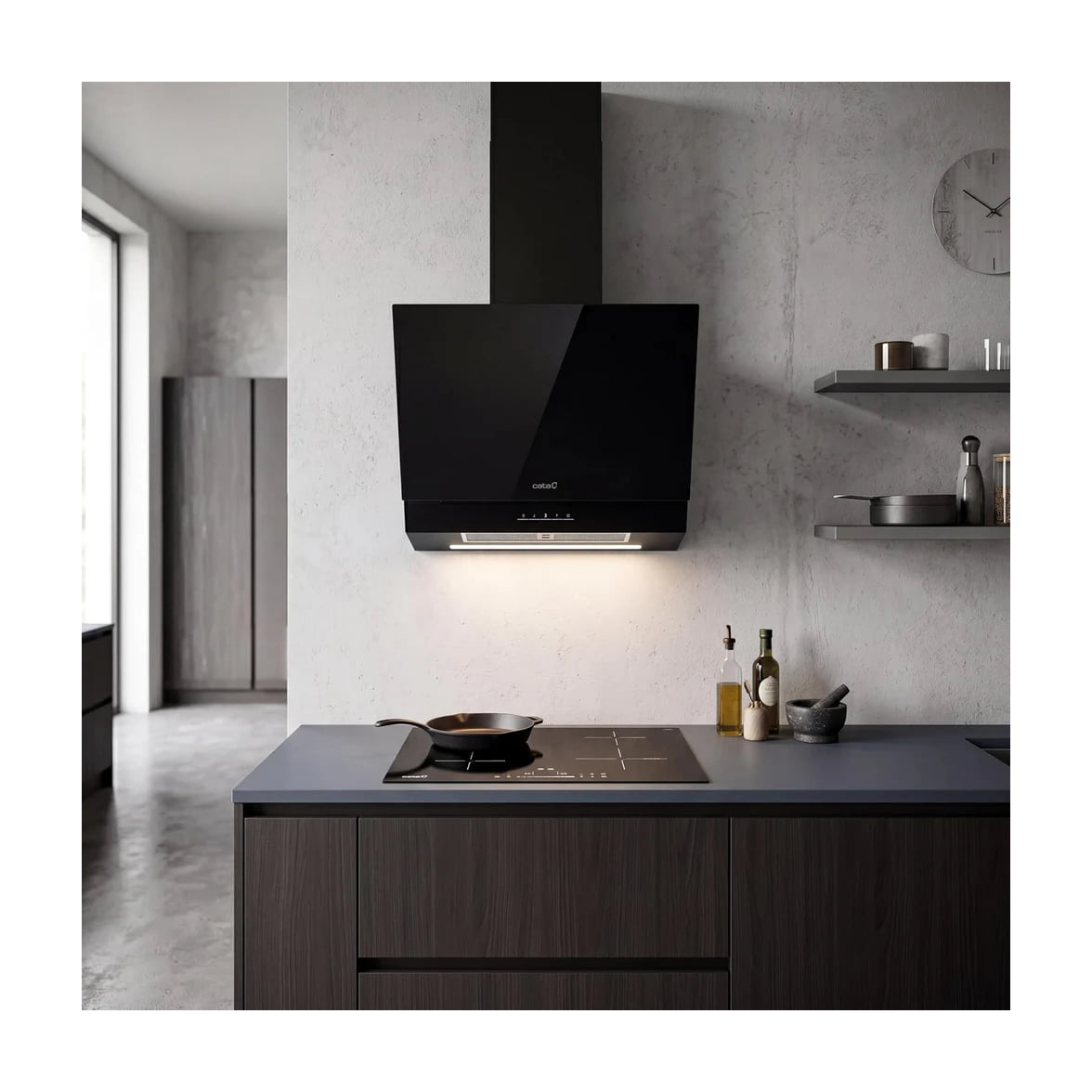 Campana decorativa CATA Thalassa 600 GBK/H, 60 cm, cristal negro