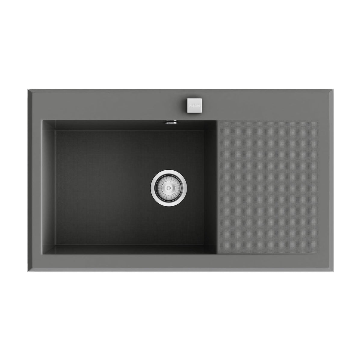 Fregadero de resina Poalgi Shira 503 Concret brillo con escurridor derecho