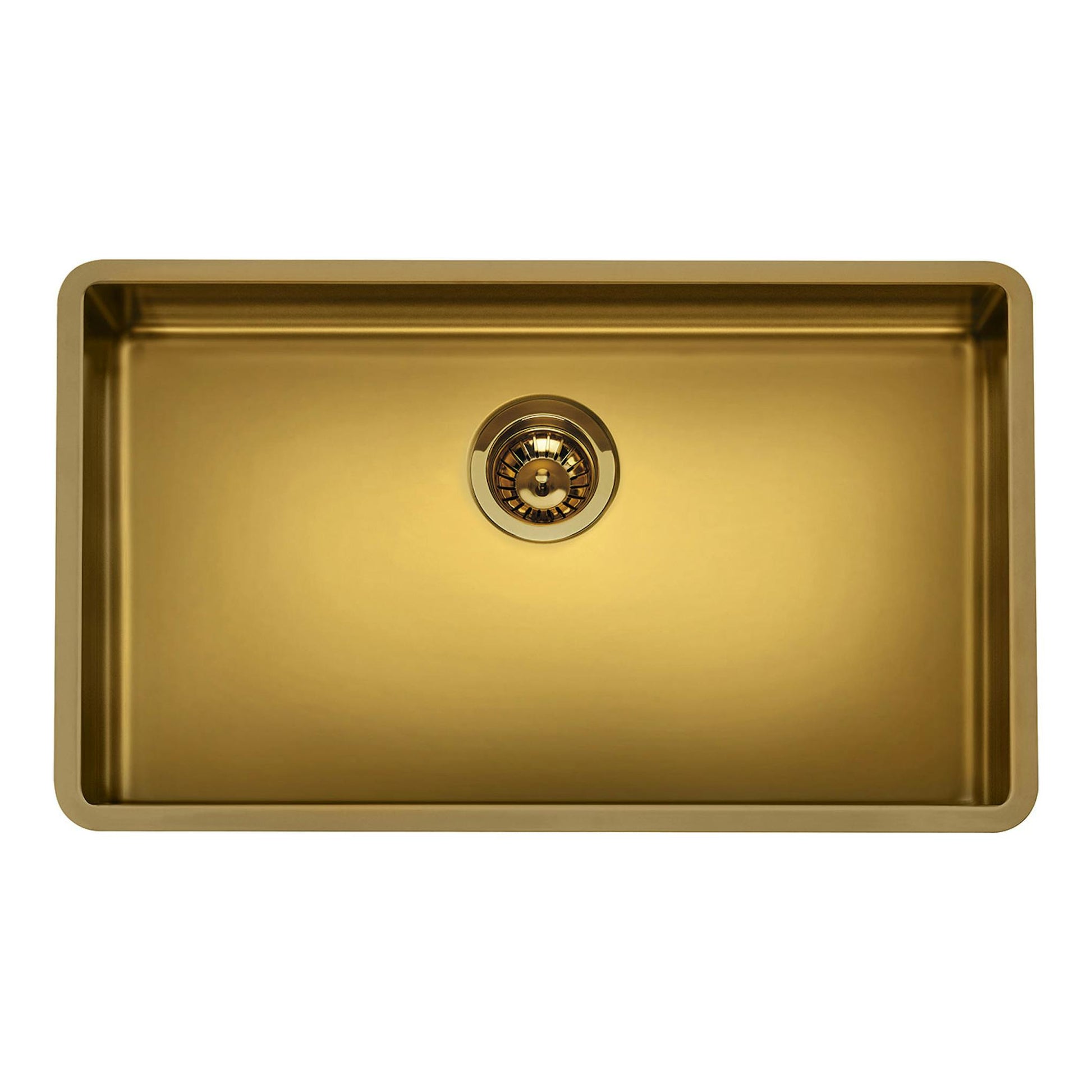Fregadero Smeg VSTR71BRX bajo encimera, vista superior, acero inoxidable dorado, 1 cubeta.