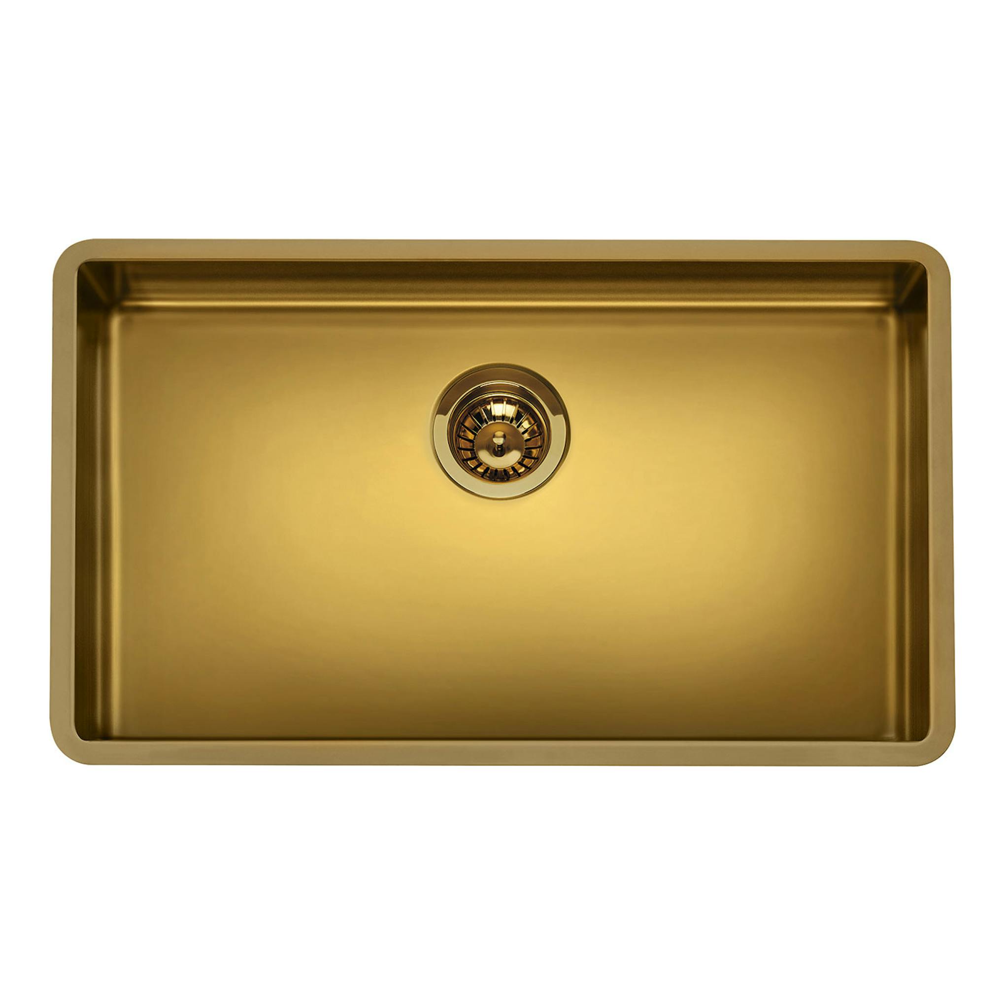 Fregadero Smeg VSTR71BRX bajo encimera, vista superior, acero inoxidable dorado, 1 cubeta.
