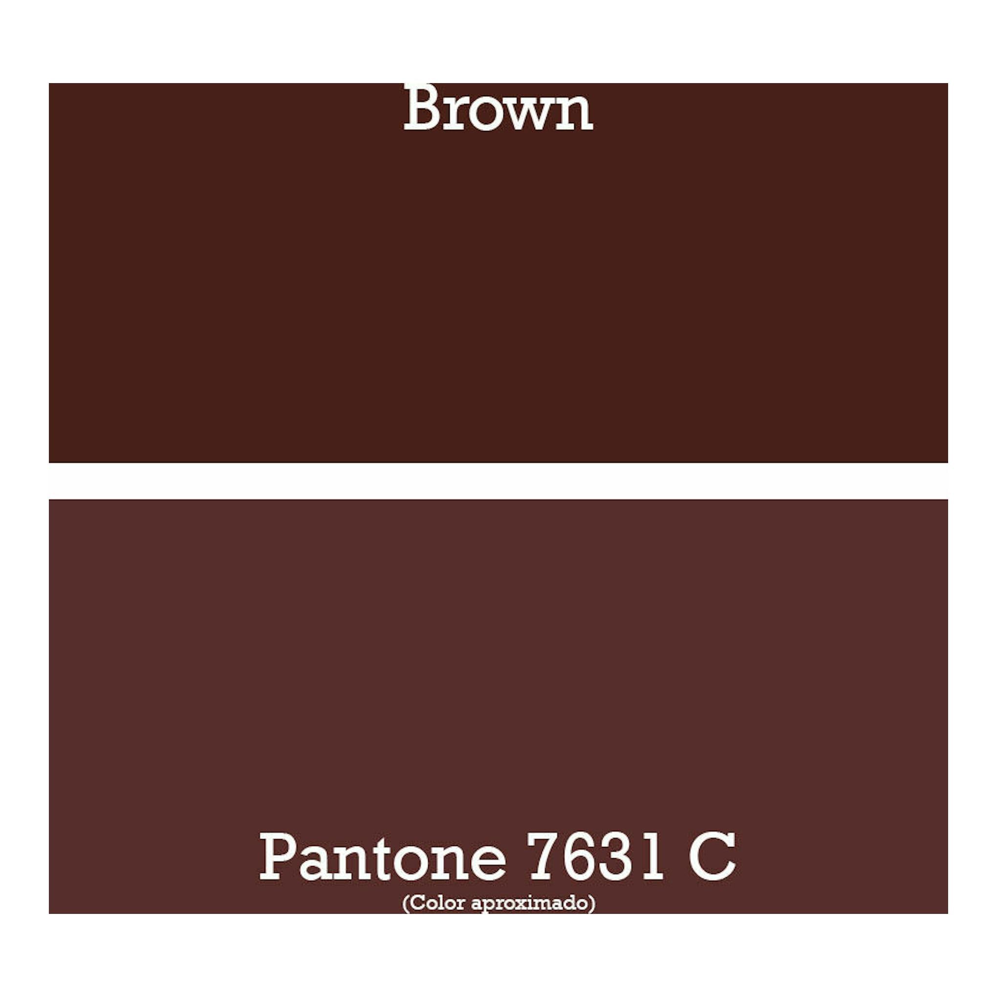 Poalgi City 1C Brown Mate: muestra marrón con texto «Brown» y «Pantone 7631 C».