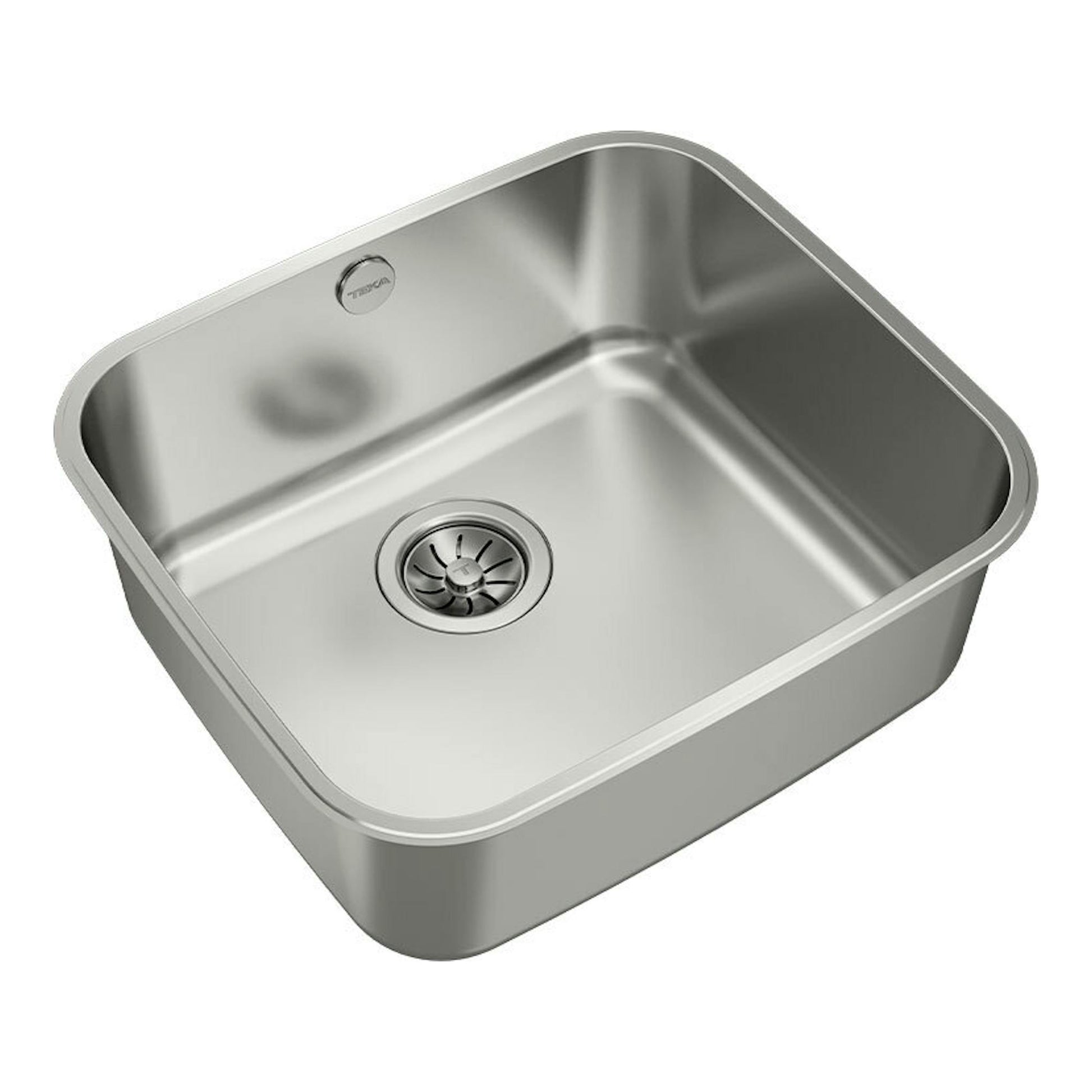 Fregadero Teka BE 45.40 de acero inoxidable, una cubeta, vista superior en ángulo.