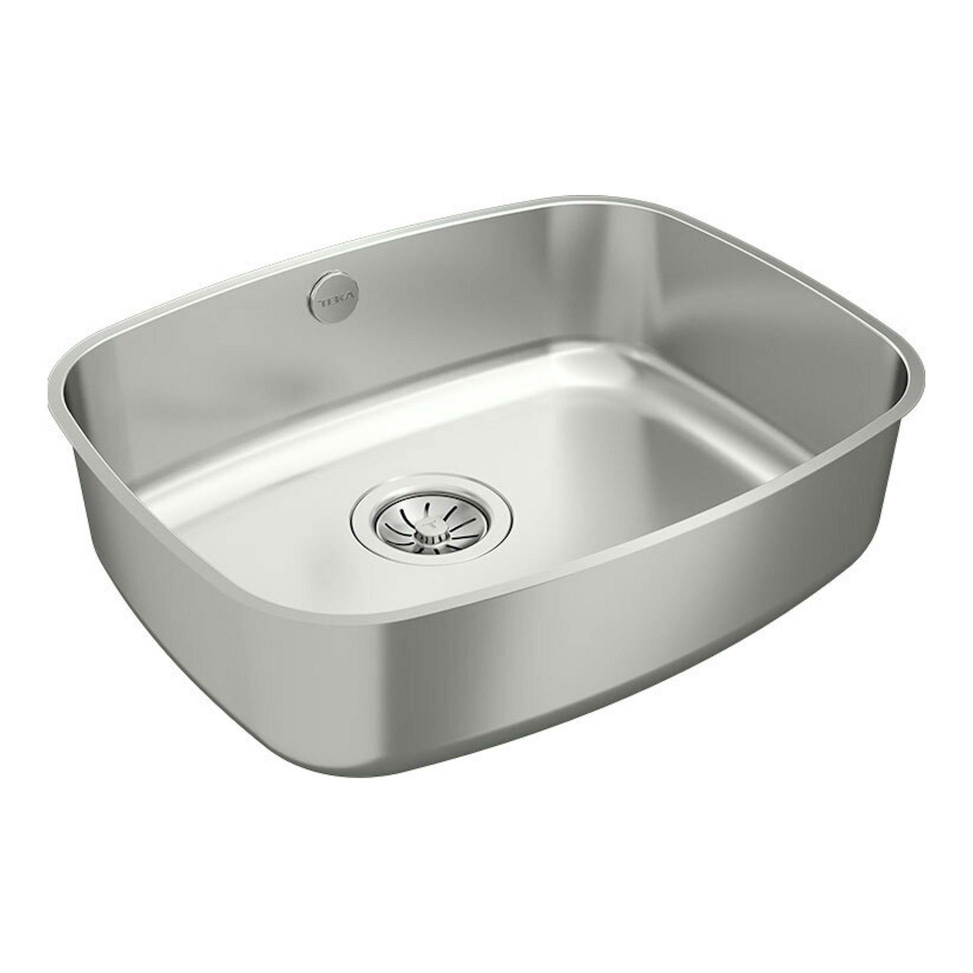 Fregadero Teka BE 50.40 Inox de acero inoxidable, vista inclinada de una cubeta rectangular.