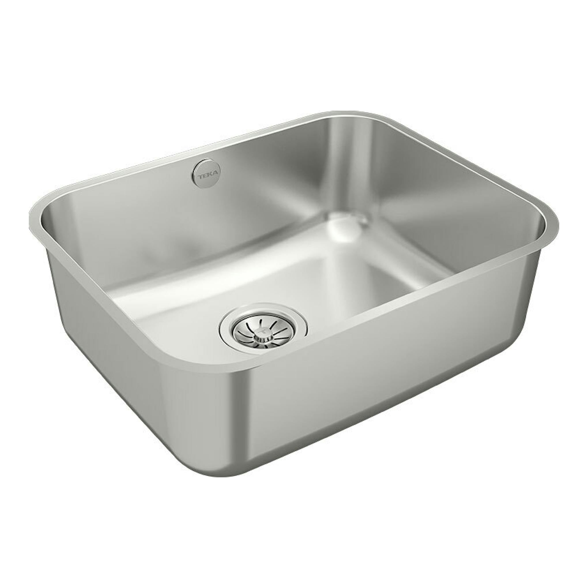 Fregadero Teka BE 50.40 PLUS de acero inoxidable, vista en perspectiva con cubeta rectangular.