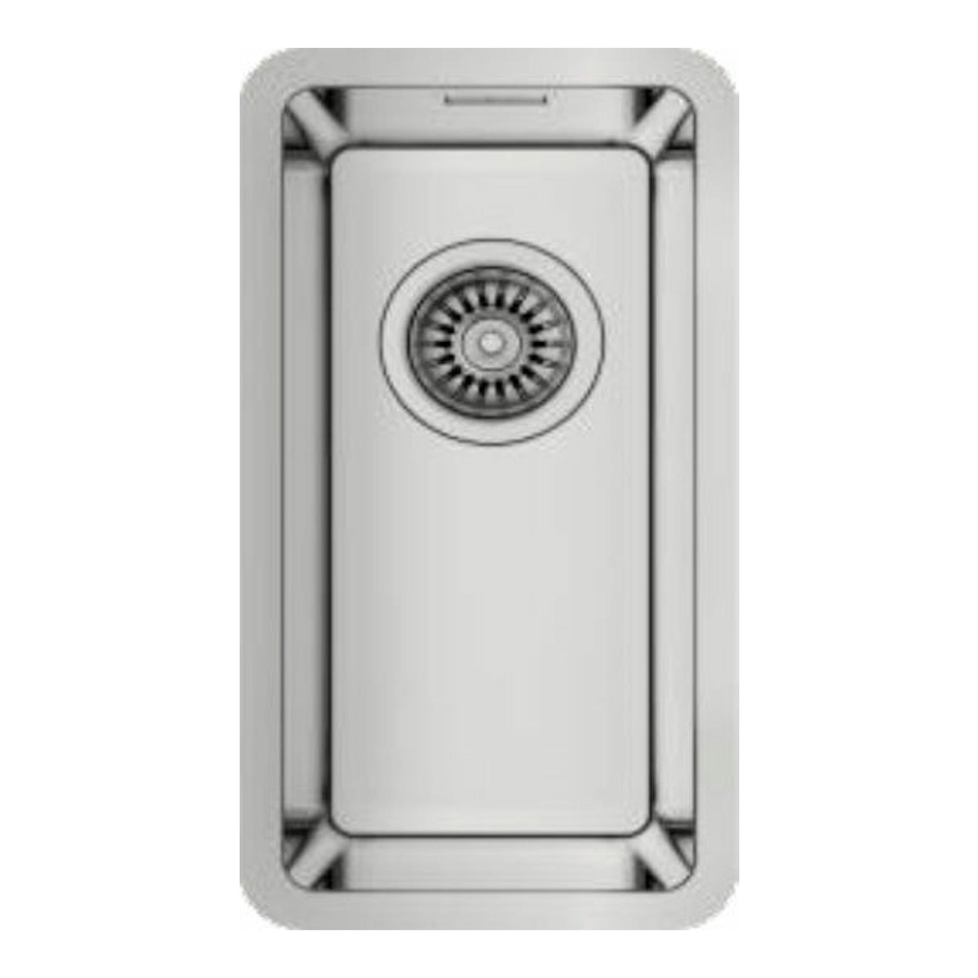 Fregadero Teka BE Linea RS15 18.40 de acero inoxidable, vista superior, cubeta rectangular con desagüe central.