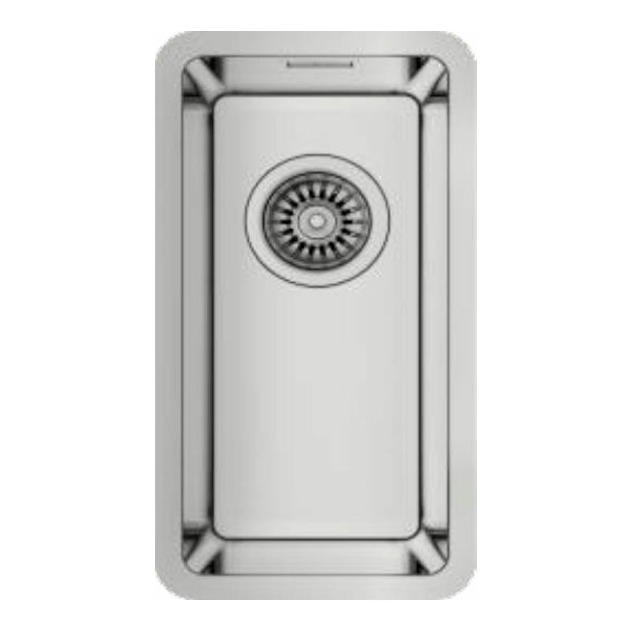 Fregadero Teka BE Linea RS15 18.40 de acero inoxidable, vista superior, cubeta rectangular con desagüe central.