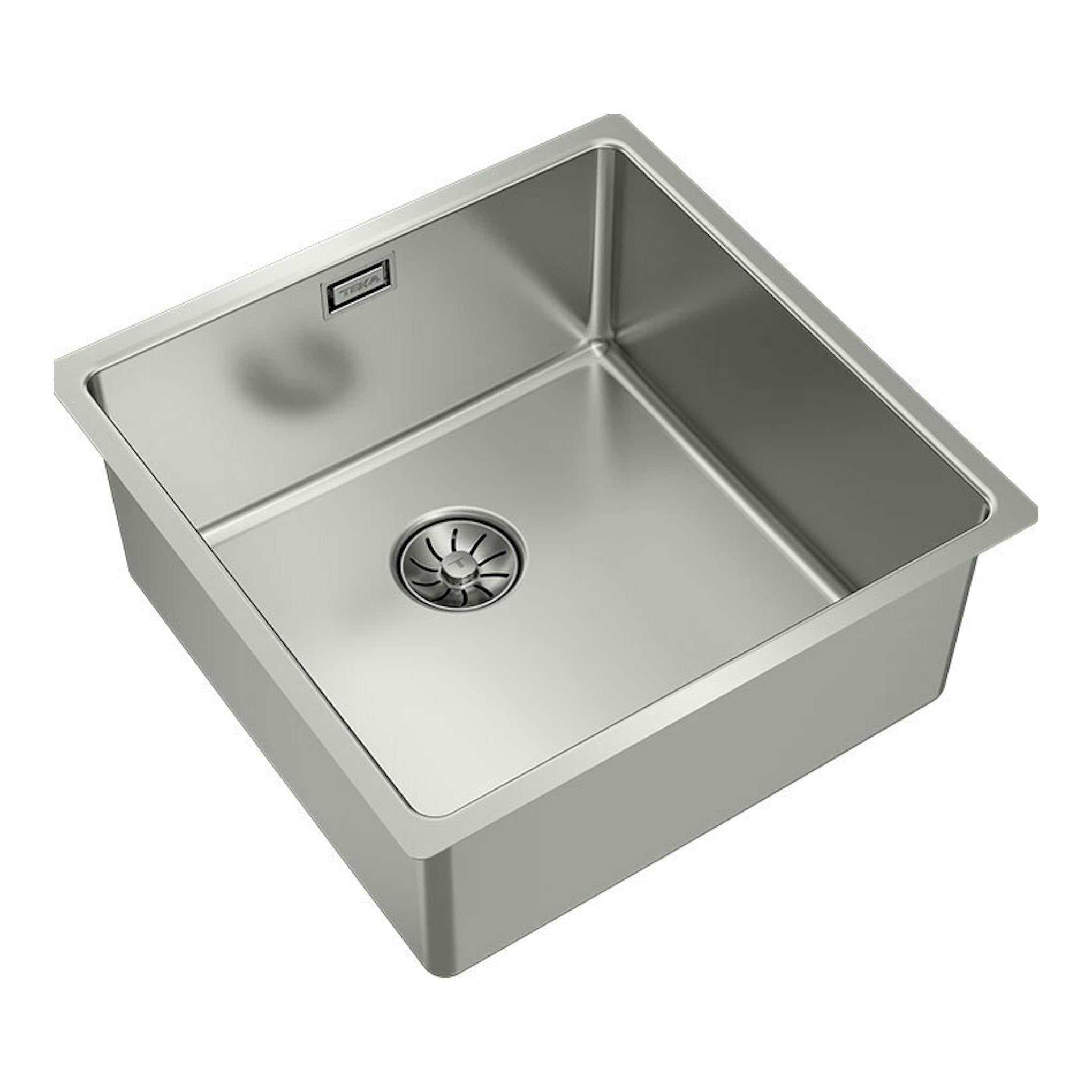 Fregadero Teka BE LINEA RS15 40.40 PureClean Inox, acero inoxidable, vista superior en ángulo, una cubeta.