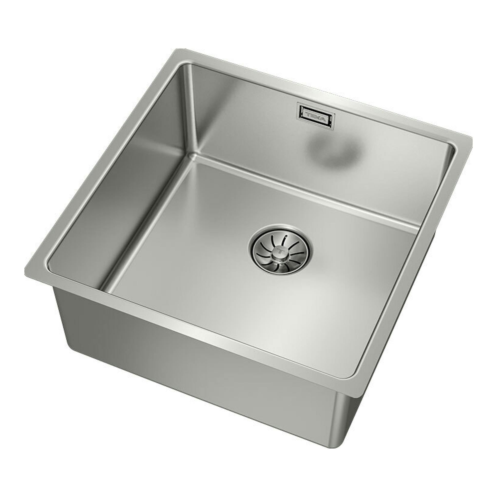 Fregadero Teka BE LINEA RS15 40.40 de acero inoxidable, vista superior en perspectiva.