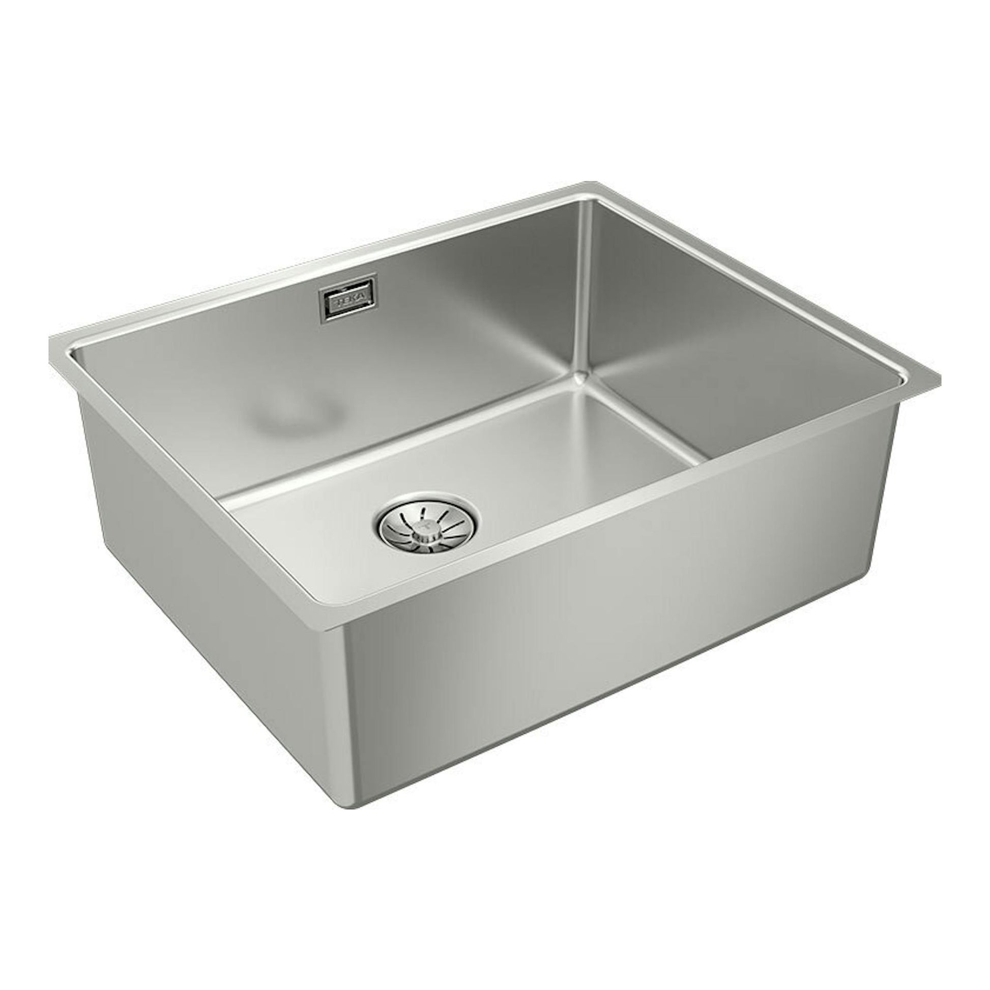 Fregadero Teka BE LINEA RS15 50.40 de acero inoxidable, vista en ángulo, cubeta rectangular.