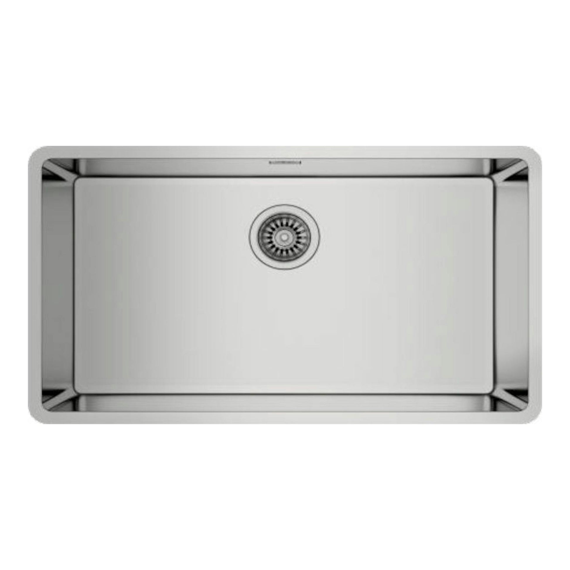 Fregadero Teka BE Linea RS15 71.40 de acero inoxidable, vista superior, cubeta rectangular con desagüe centrado.