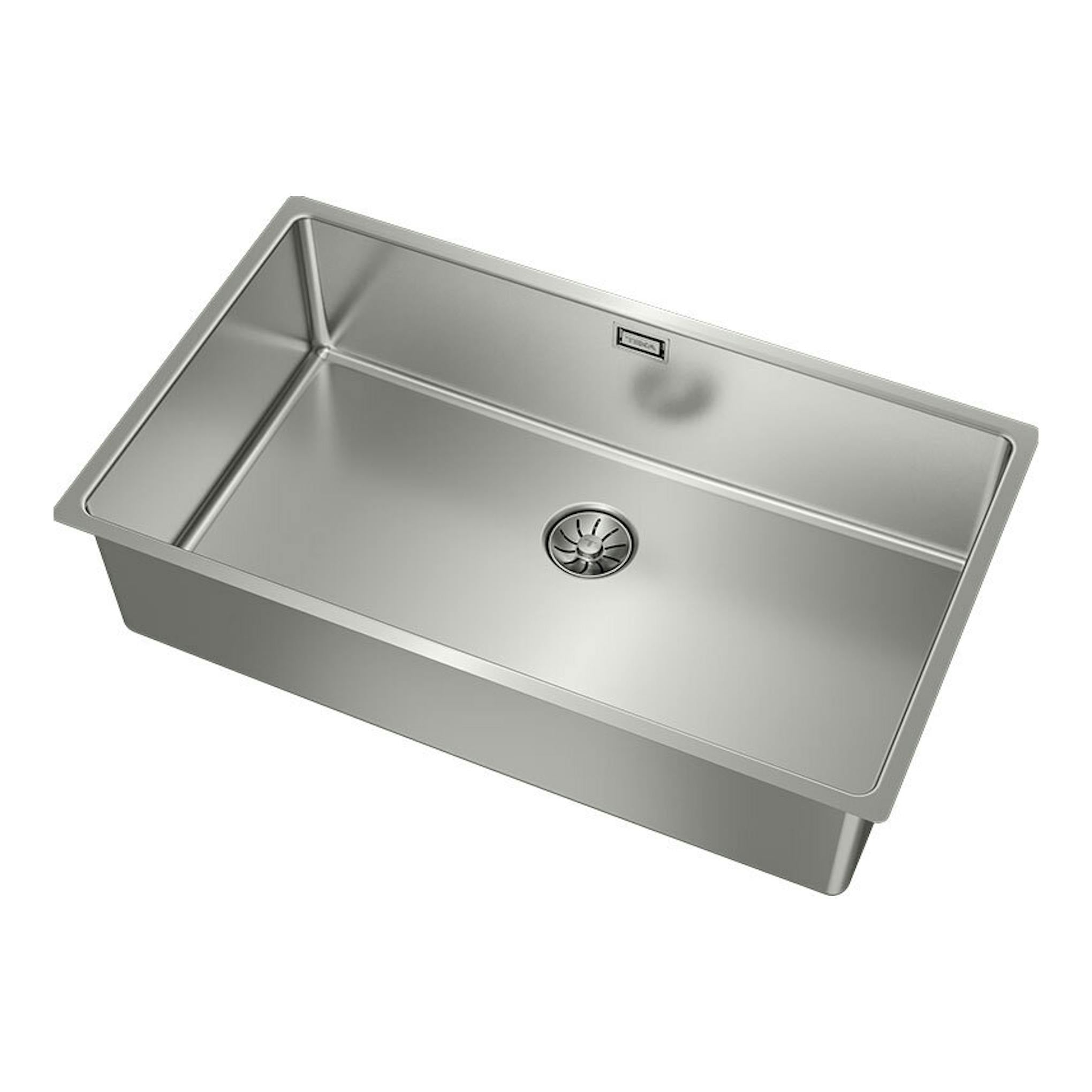 Fregadero Teka BE LINEA RS15 71.40 PureClean Inox de acero inoxidable, vista en ángulo con una cubeta.