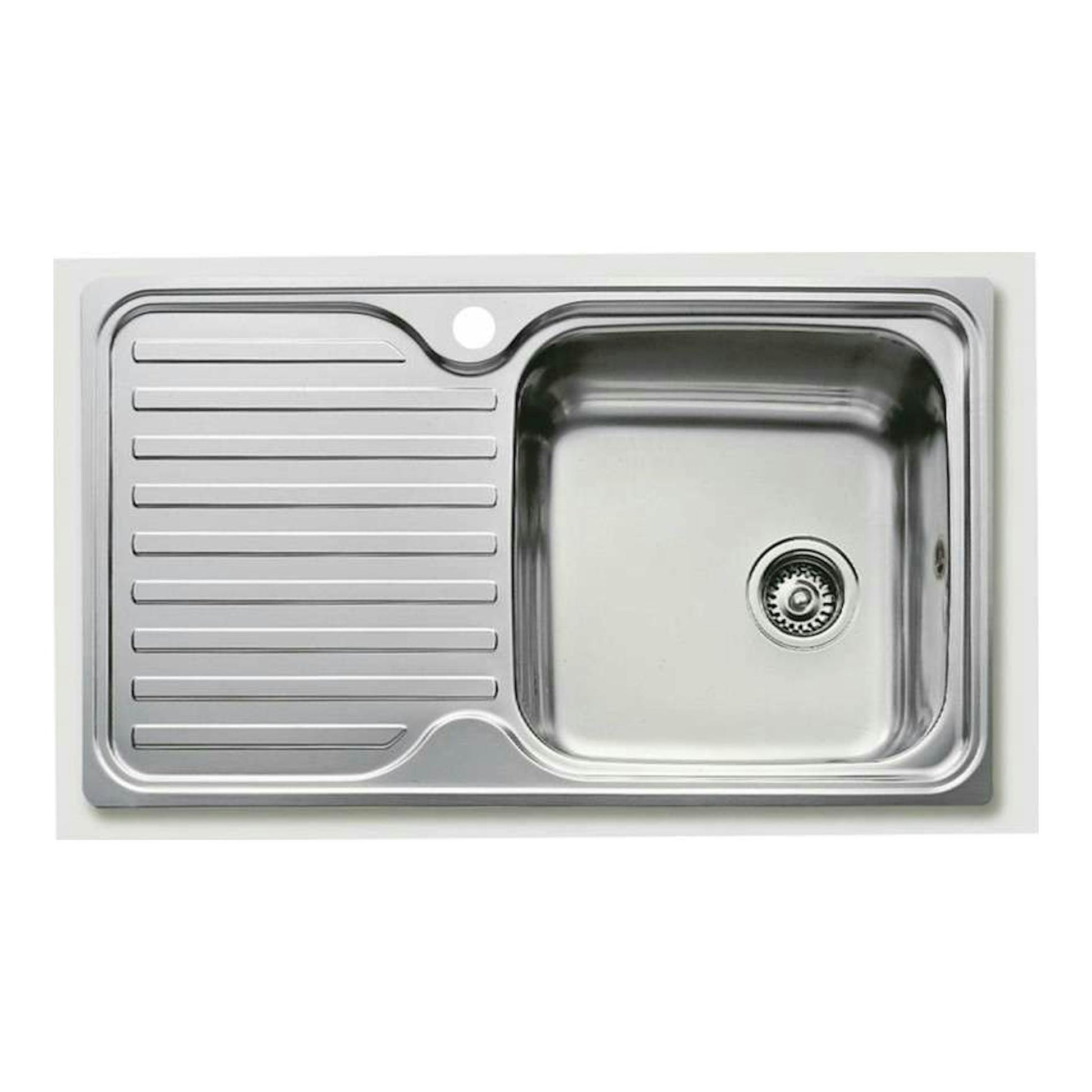 Fregadero Teka CLASSIC 1C 1E izquierda, acero inoxidable, vista superior, escurridor a la izquierda.