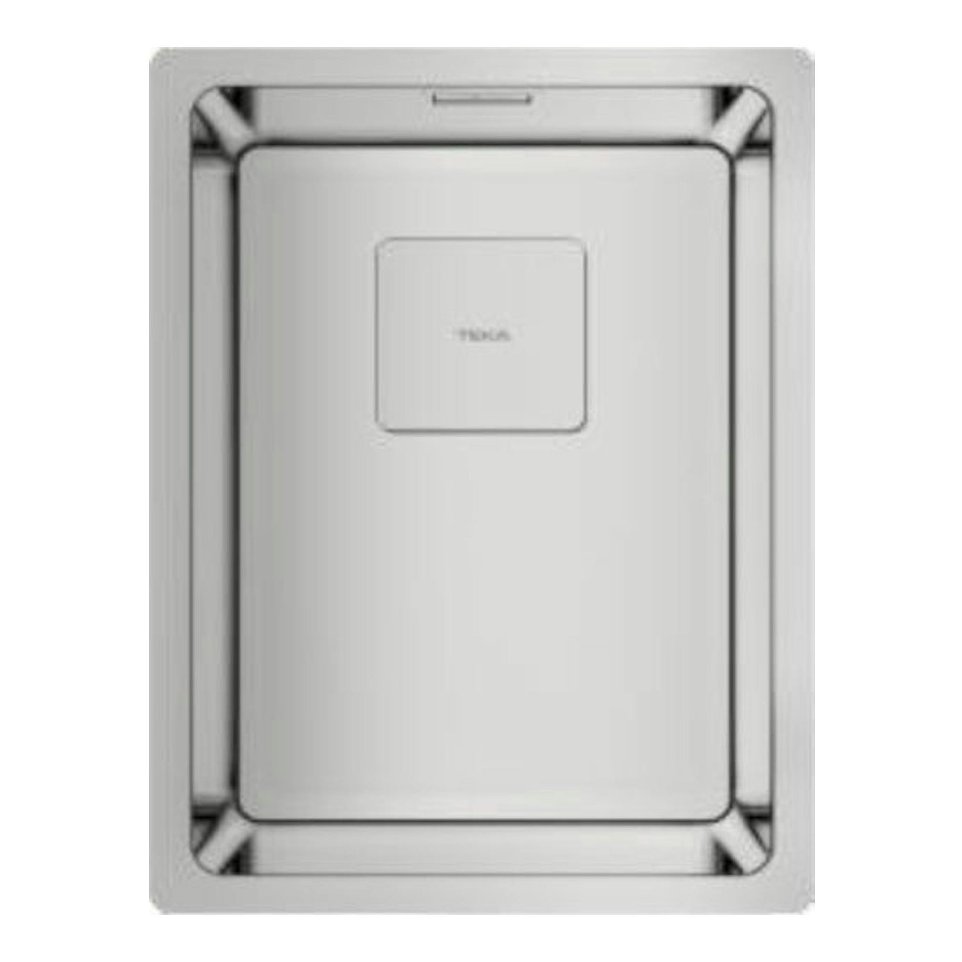 Fregadero Teka FlexLinea RS15 27.40, vista superior, acero inoxidable, con cubeta rectangular y tapa central.