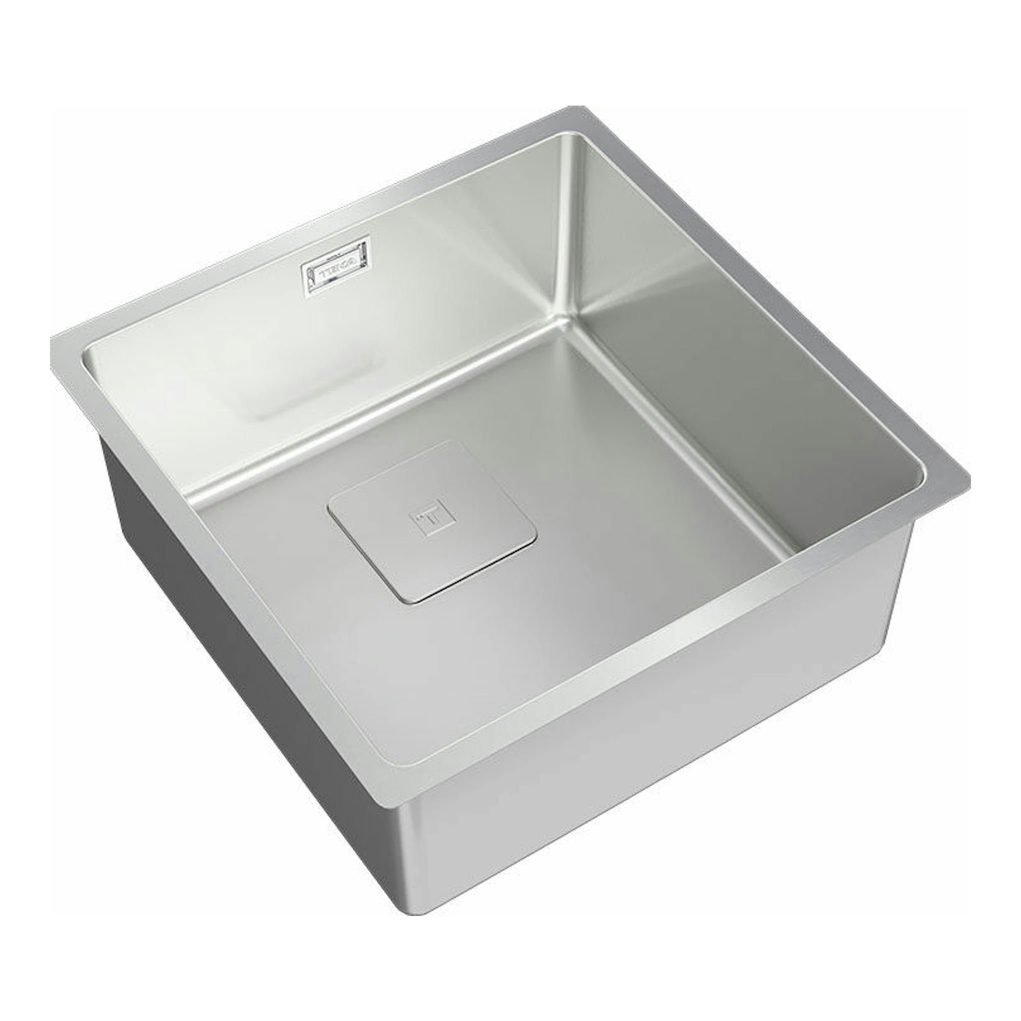 Fregadero Teka FlexLinea RS15 40.40 M-XT PureClean de acero inoxidable, vista superior en ángulo.