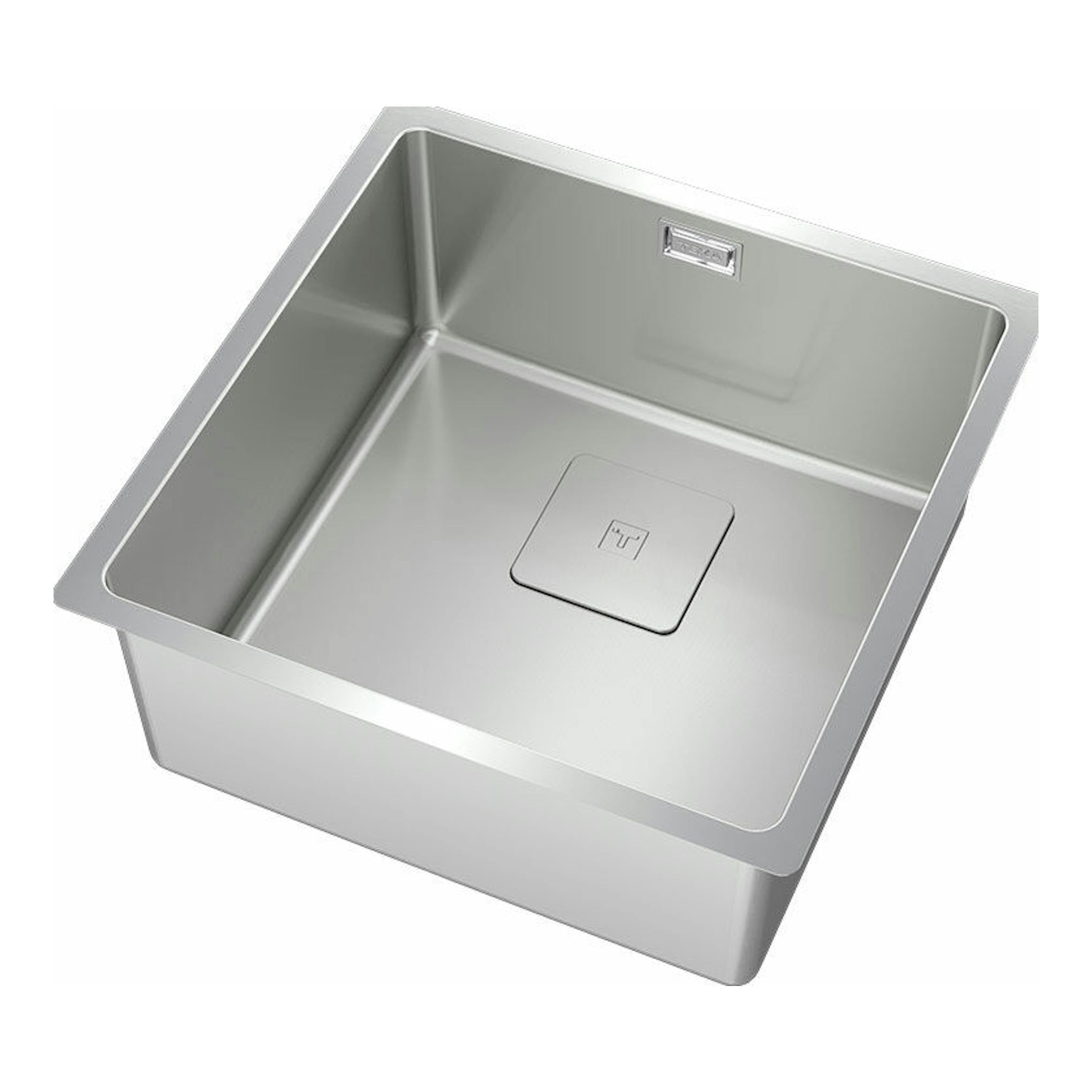 Fregadero Teka FlexLinea RS15 40.40 M-XT PureClean de acero inoxidable, vista superior en ángulo.