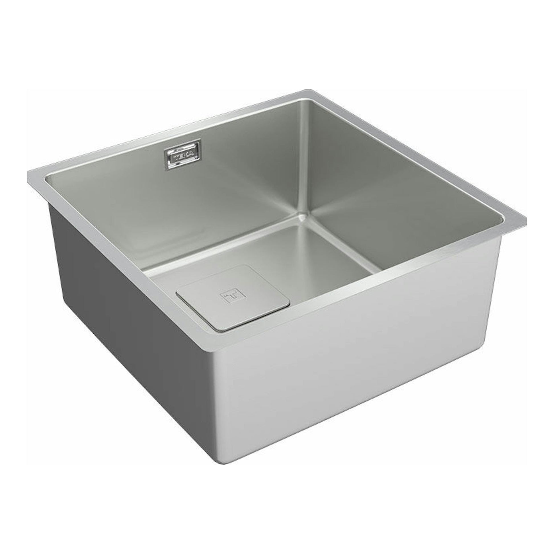 Fregadero Teka FlexLinea RS15 40.40 M-XT PureClean de acero inoxidable, vista en ángulo, cubeta cuadrada.