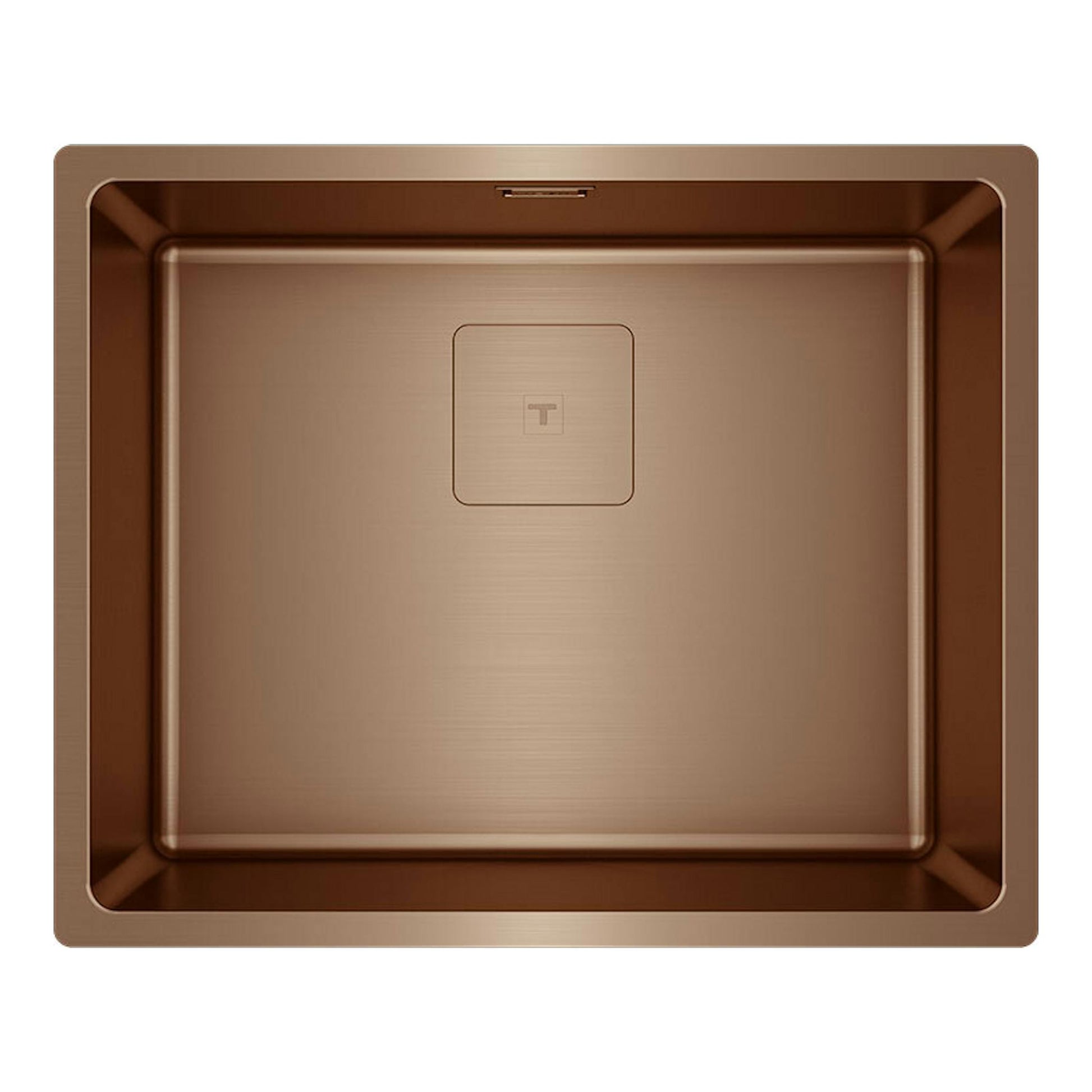 Fregadero Teka FlexLinea RS15 50.40 color cobre, vista superior, con cuba cuadrada.