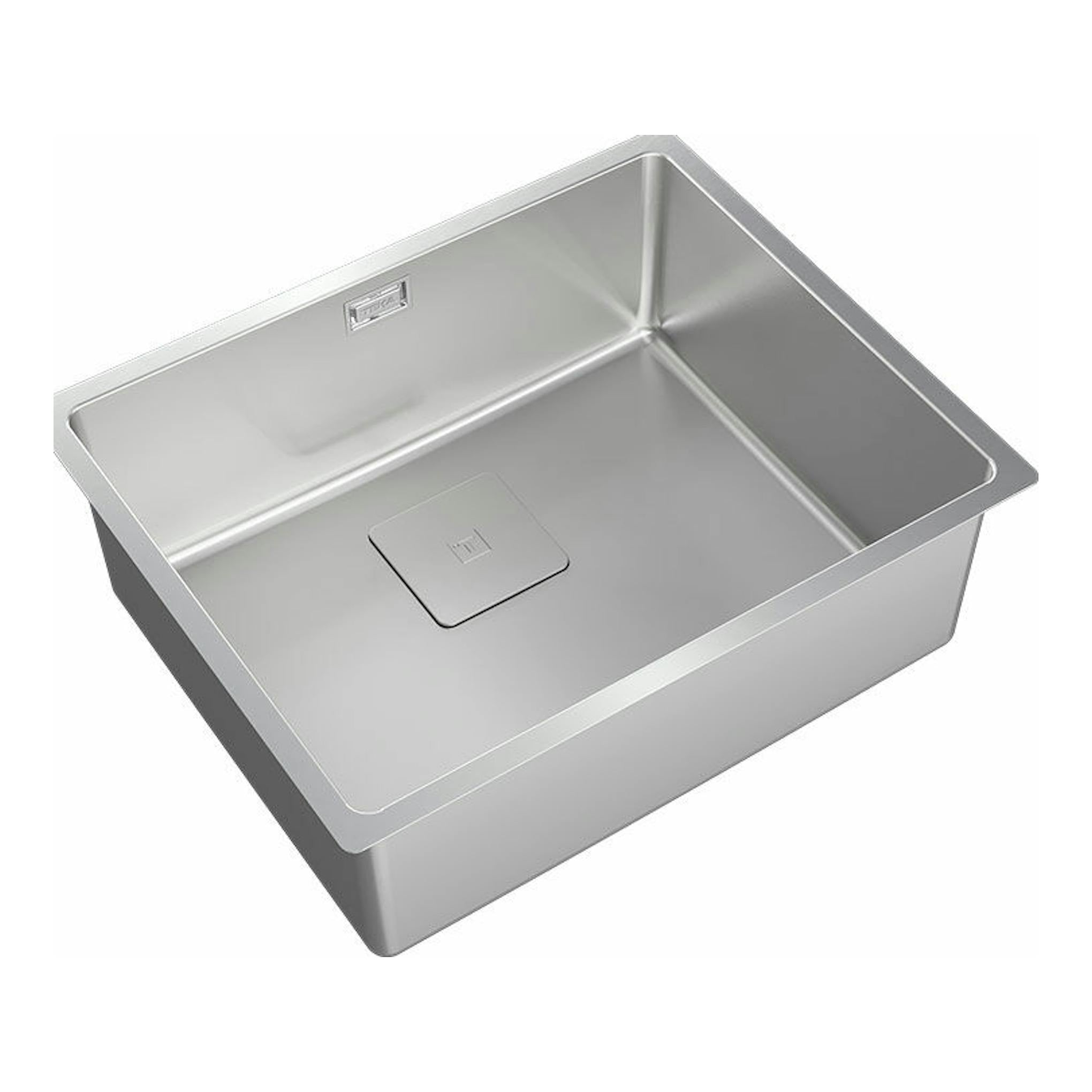 Fregadero Teka FlexLinea RS15 50.40 M-XT PureClean de acero inoxidable, vista superior inclinada.