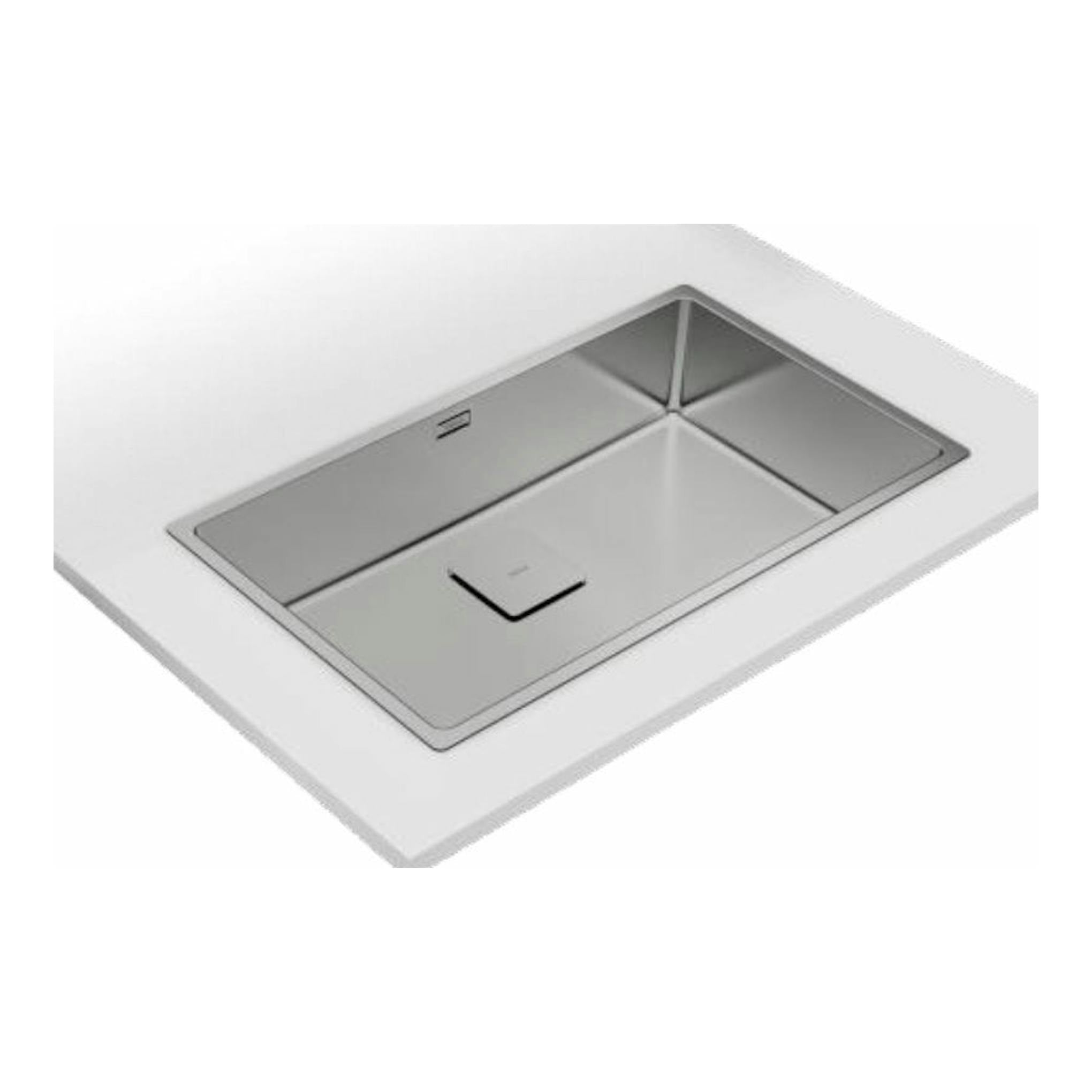 Fregadero Teka FlexLinea RS15 71.40 de acero inoxidable, vista en ángulo, con una cubeta rectangular.