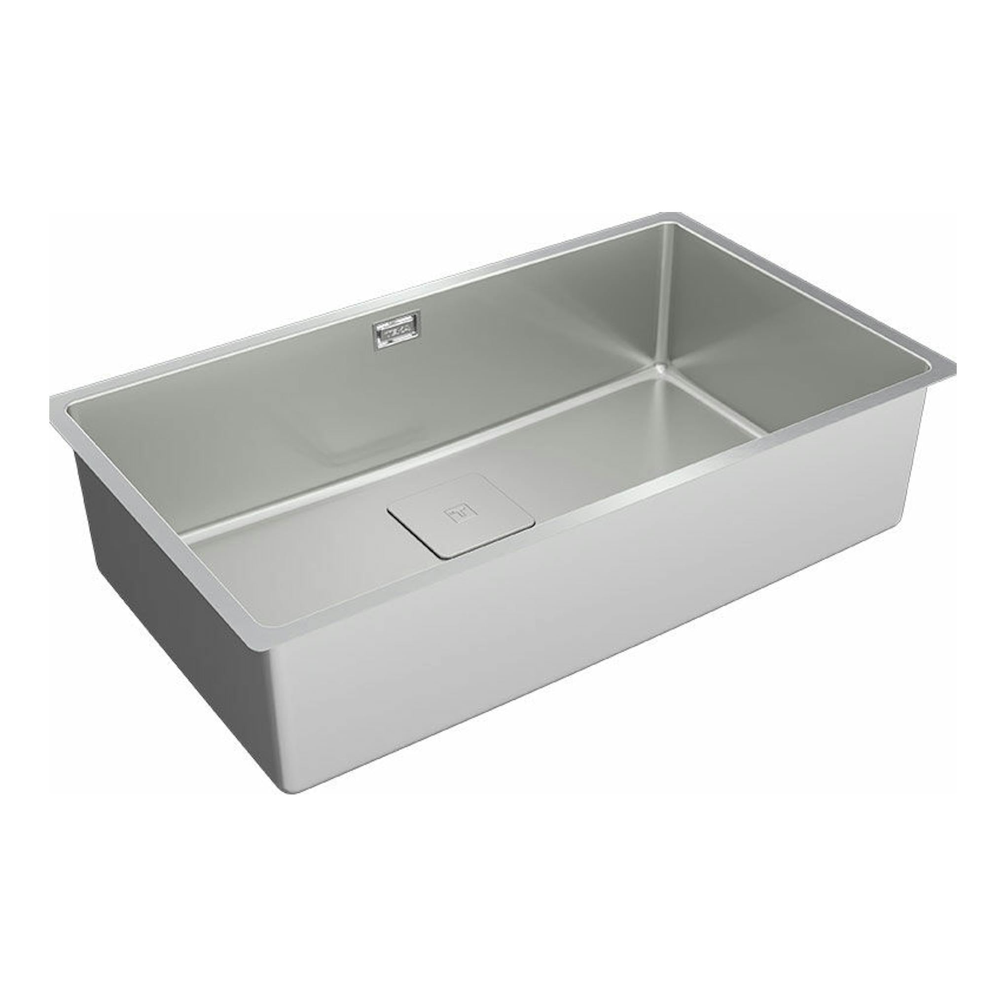 Fregadero Teka FlexLinea RS15 71.40 M-XT PureClean, acero inoxidable, vista en ángulo, seno único.