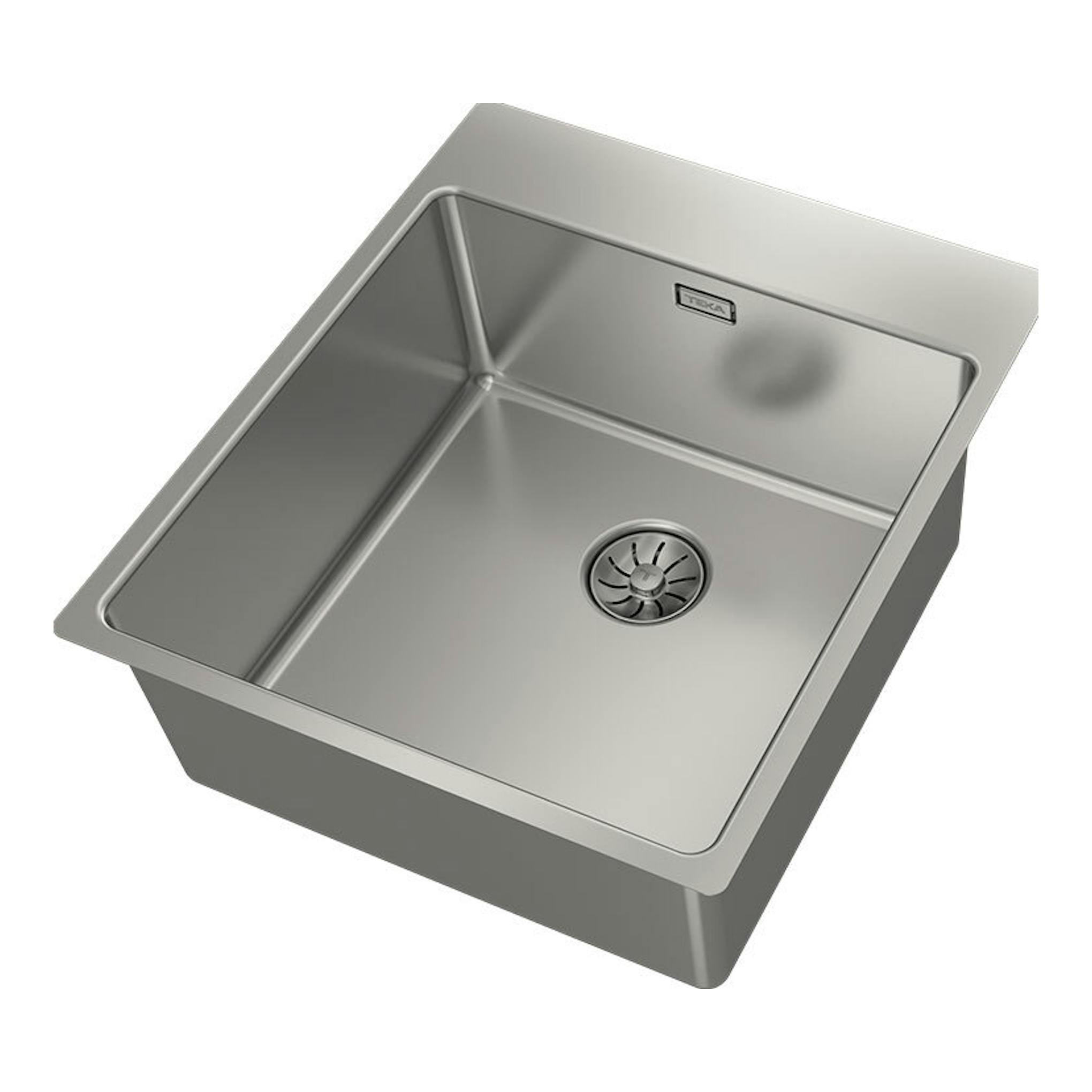 Fregadero Teka Forlinea RS15 4040 Inox de acero inoxidable, vista en ángulo desde arriba.