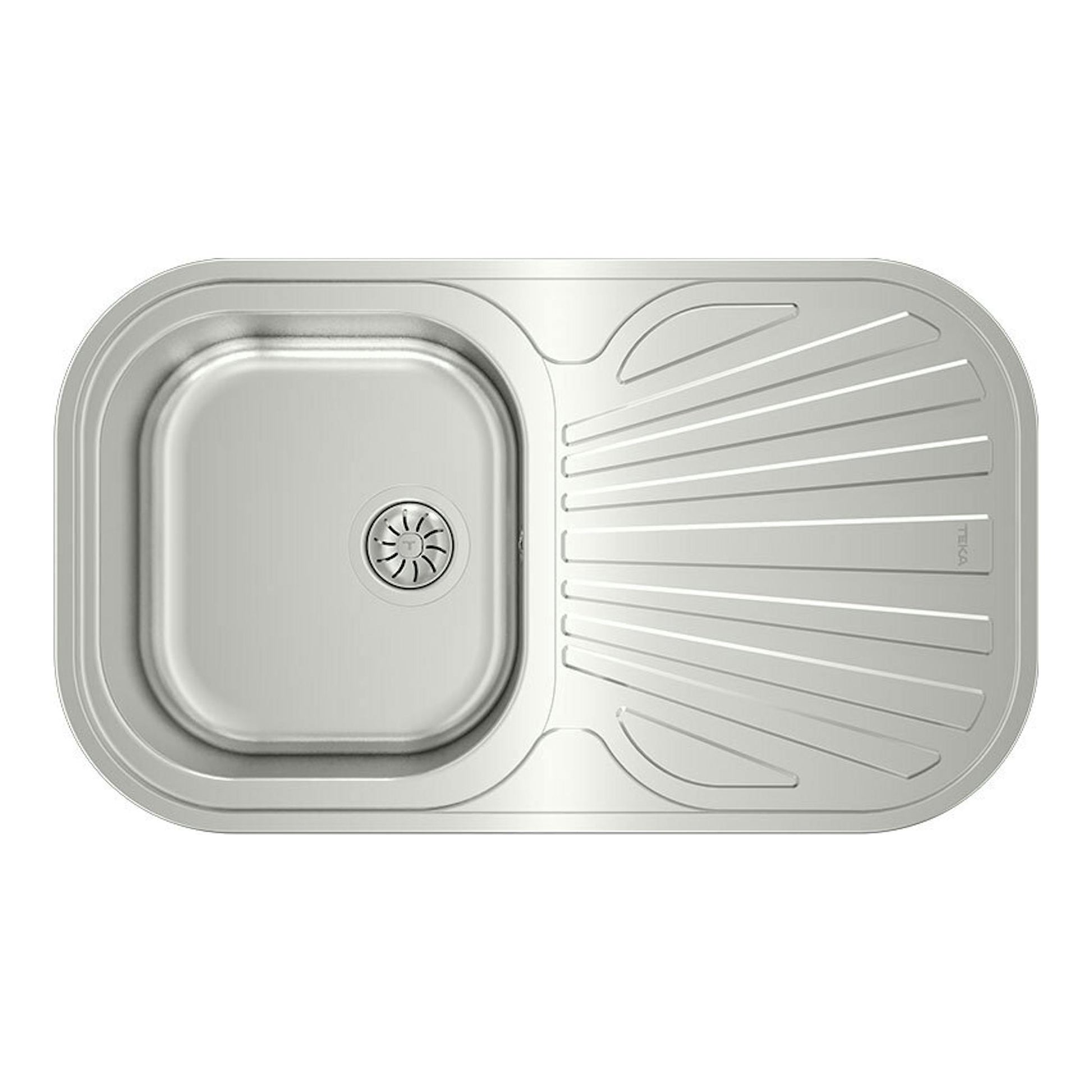 Fregadero Teka STYLO 1C1E inox, vista superior, una cubeta a la izquierda y escurridor a la derecha.