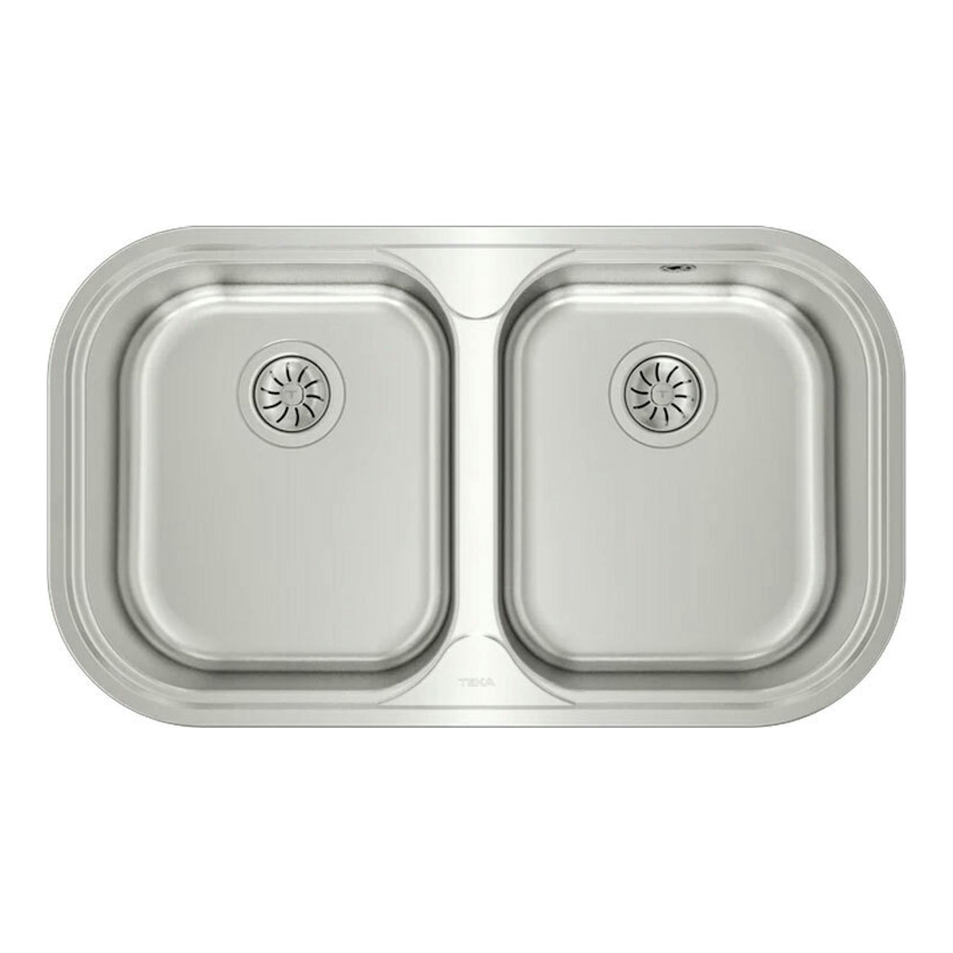 Fregadero Teka STYLO 2C Inox de doble seno, vista superior, acero inoxidable.